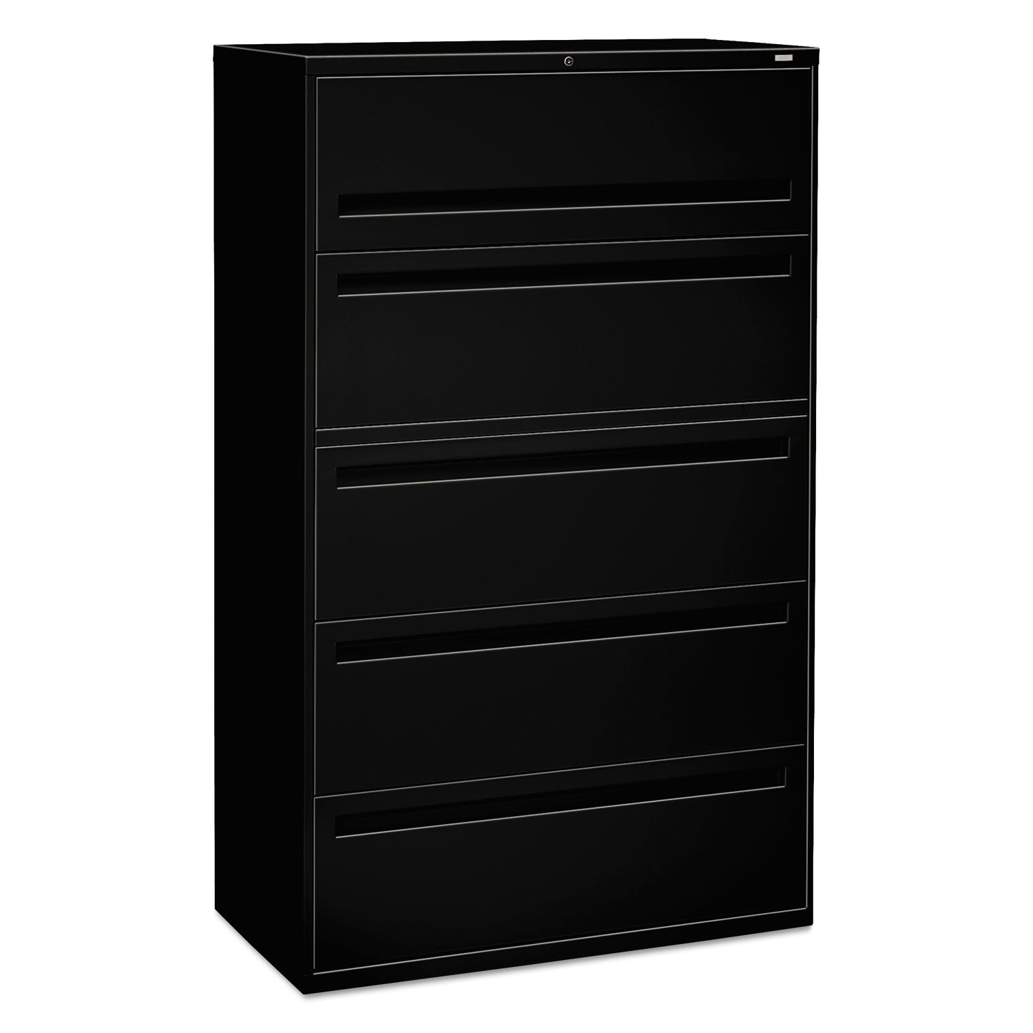 Brigade 700 Series Lateral File, 4 Legal/Letter-Size File Drawers, 1 File Shelf, 1 Post Shelf, Black, 42" x 18" x 64.25 -