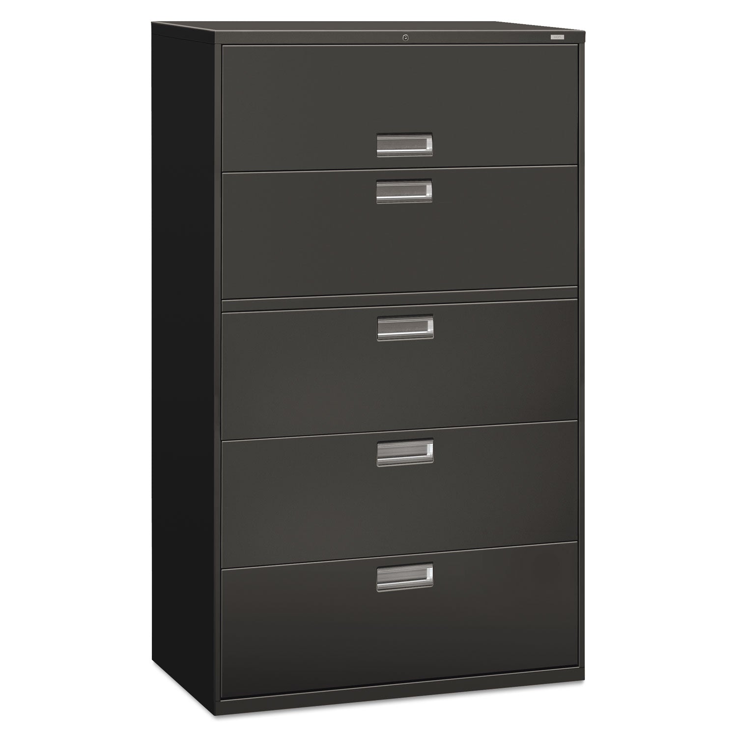 Brigade 600 Series Lateral File, 4 Legal/Letter-Size File Drawers, 1 Roll-Out File Shelf, Charcoal, 42" x 18" x 64.25 -