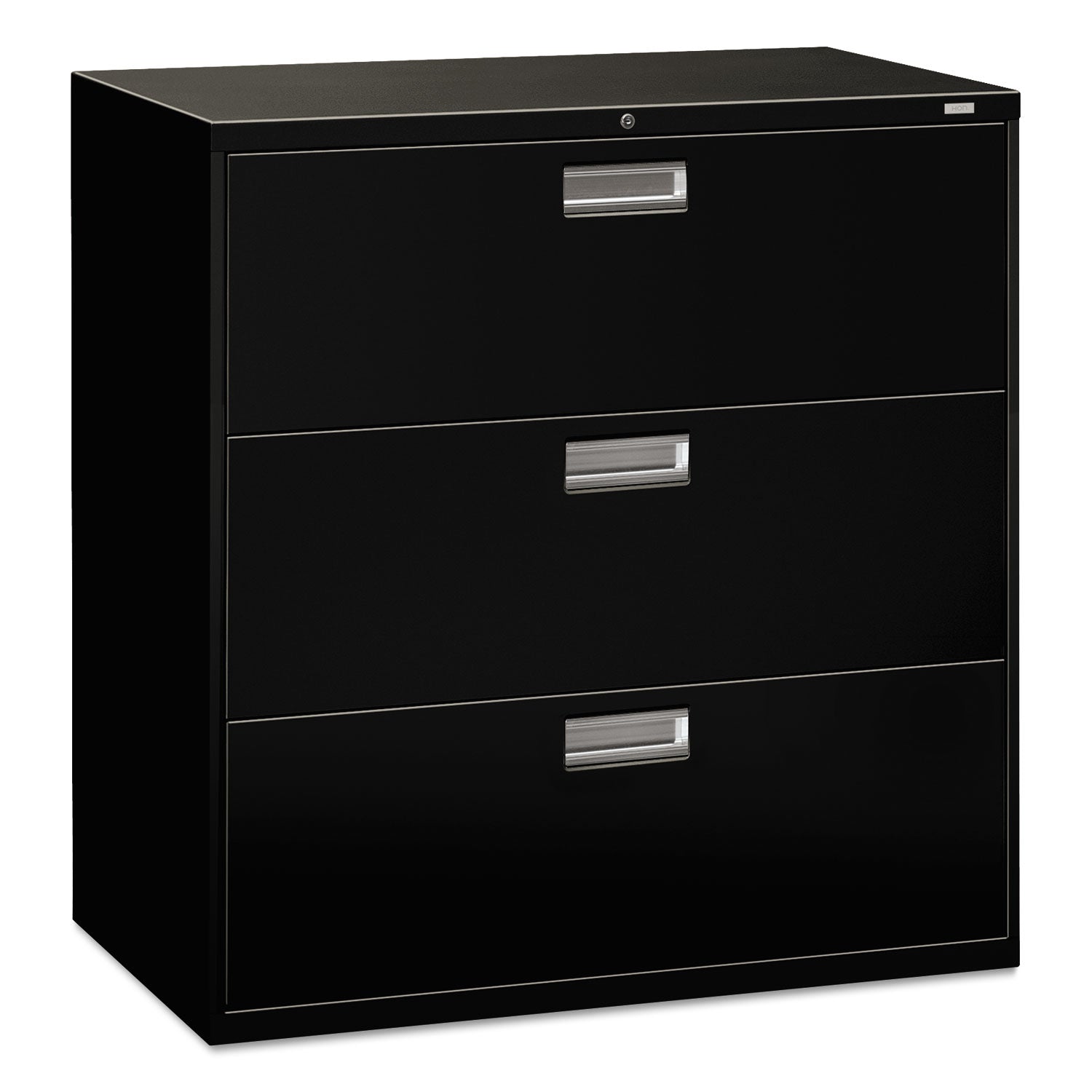 Brigade 600 Series Lateral File, 3 Legal/Letter-Size File Drawers, Black, 42" x 18" x 39.13 -