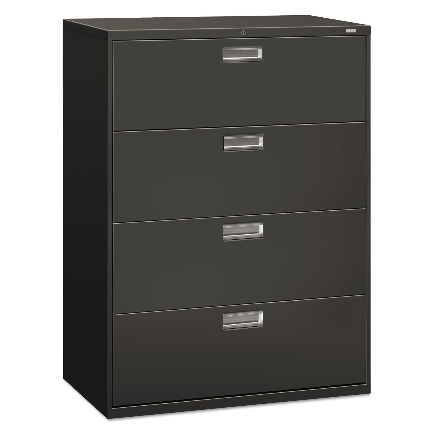 Brigade 600 Series Lateral File, 4 Legal/Letter-Size File Drawers, Charcoal, 42" x 18" x 52.5 -