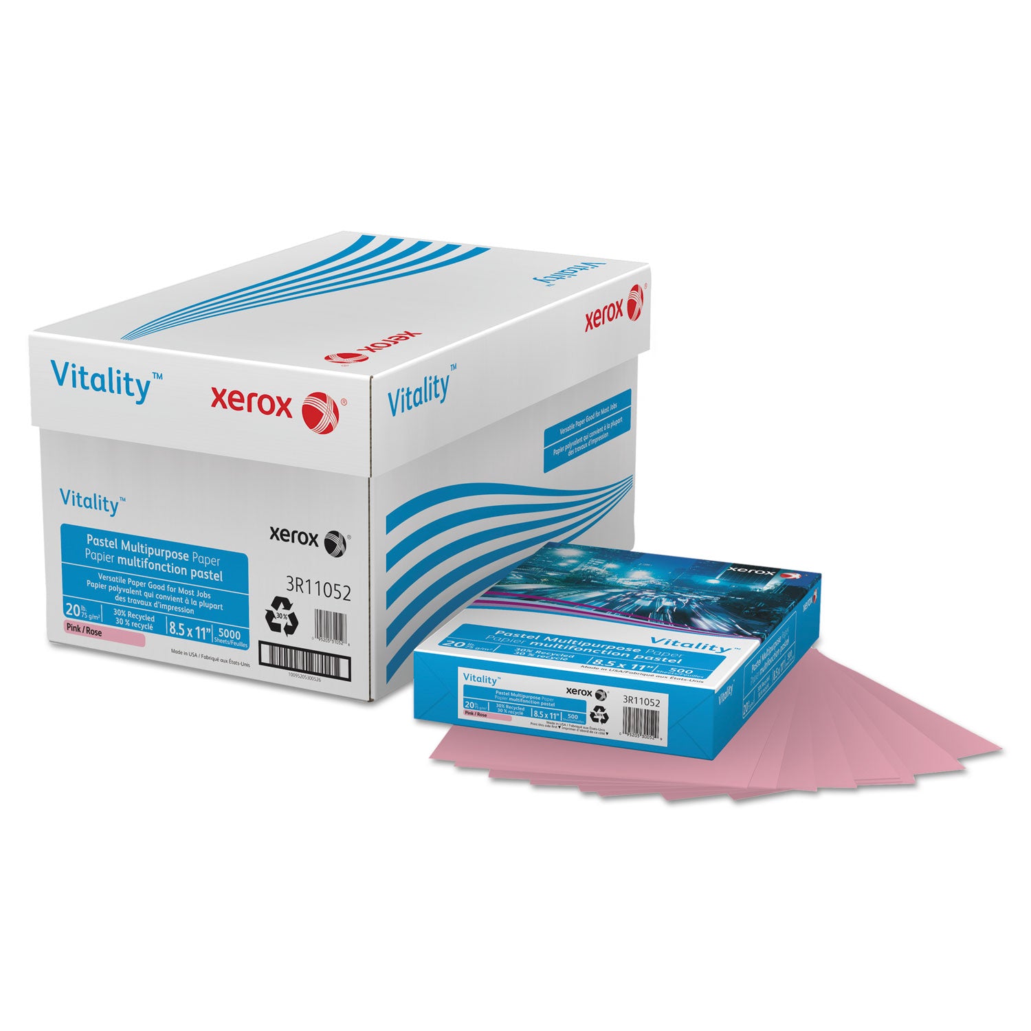 Multipurpose Pastel Colored Paper, 20 lb Bond Weight, 8.5 x 11, Pink, 500/Ream -