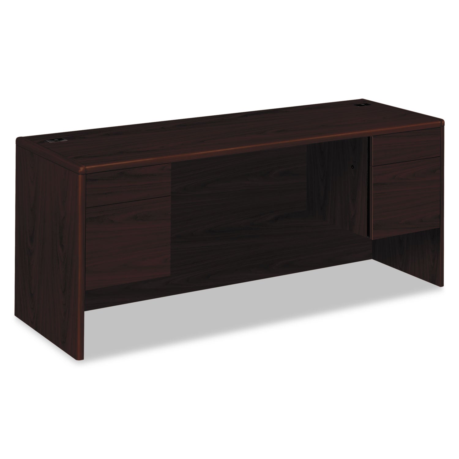 10700 Kneespace Credenza, 3/4 Height Pedestals, 72w x 24d x 29.5h, Mahogany -