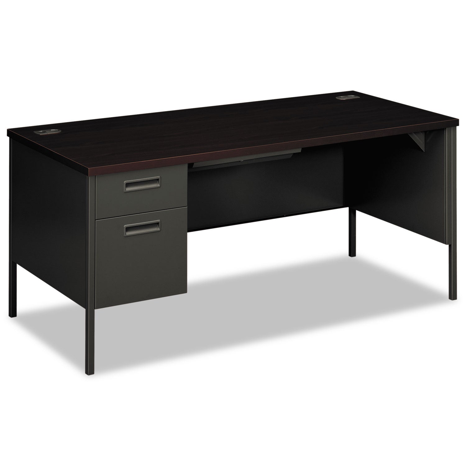 Metro Classic Series Left Pedestal "L" Workstation Desk, 66" x 30" x 29.5", Mahogany/Charcoal -