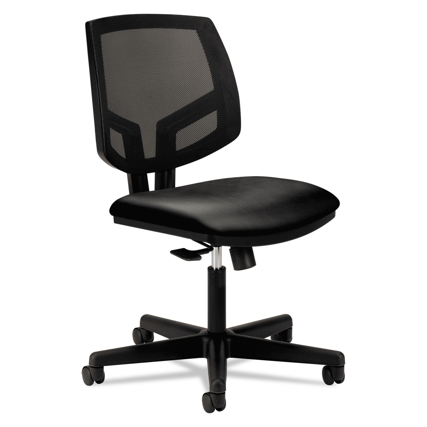 Volt Series Mesh Back Leather Task Chair, Supports Up to 250 lb, 18.25" to 22" Seat Height, Black -