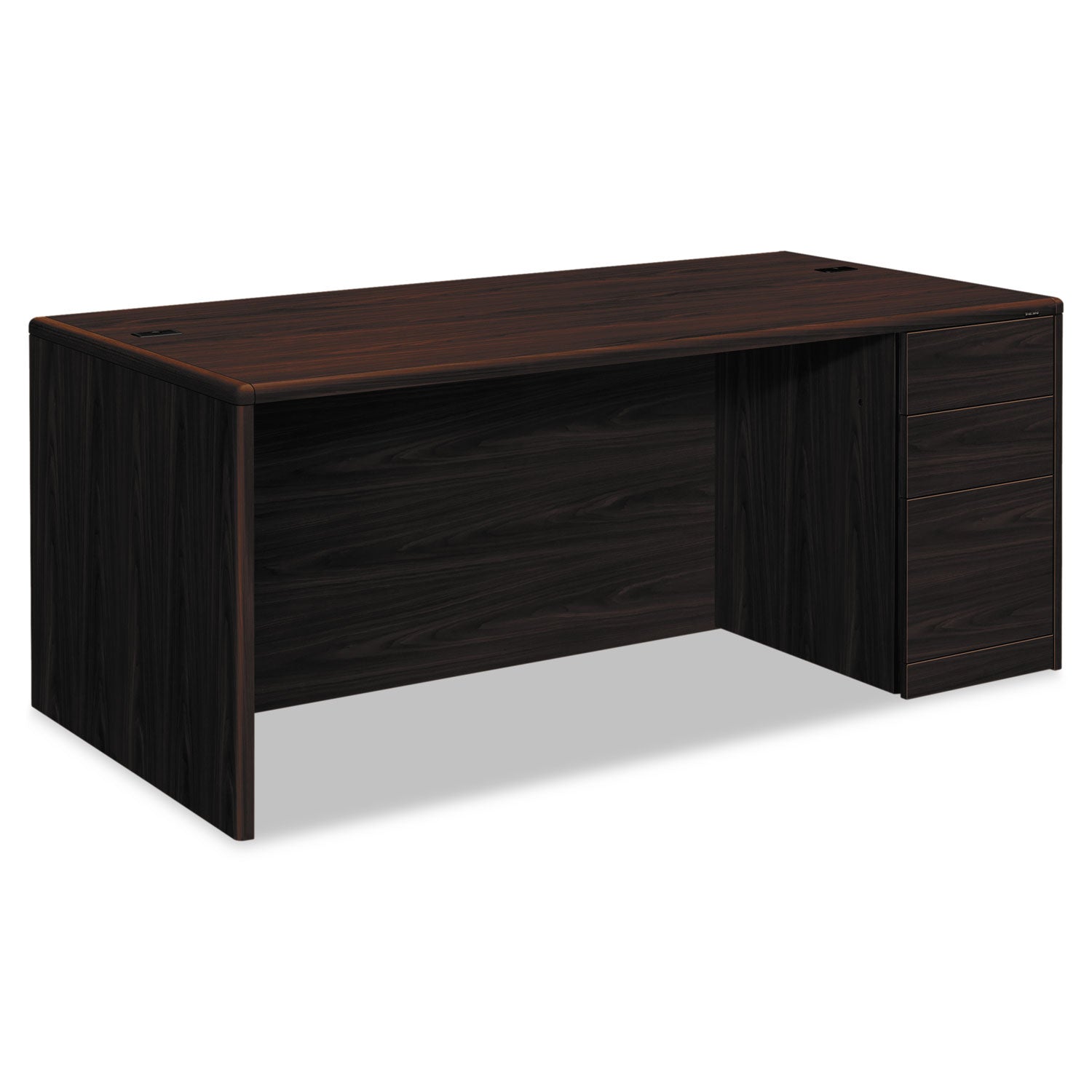 10700 Series Single Pedestal Desk with Full-Height Pedestal on Right, 72" x 36" x 29.5", Mahogany -