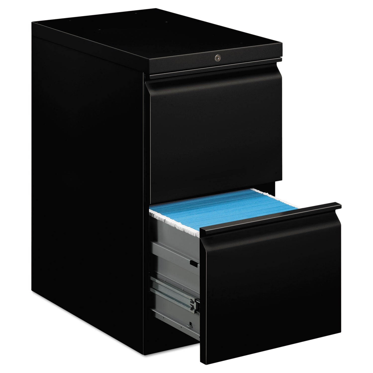 Brigade Mobile Pedestal, Left or Right, 2 Letter-Size File Drawers, Black, 15" x 22.88" x 28 -