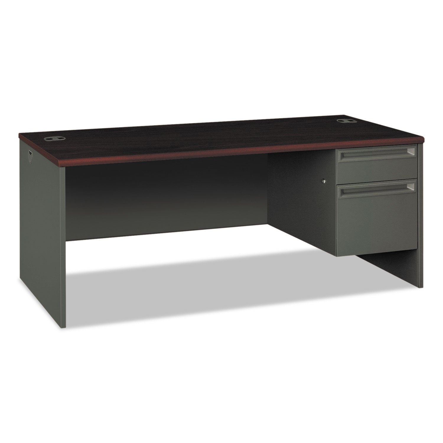38000 Series Right Pedestal Desk, 72" x 36" x 29.5", Mahogany/Charcoal -