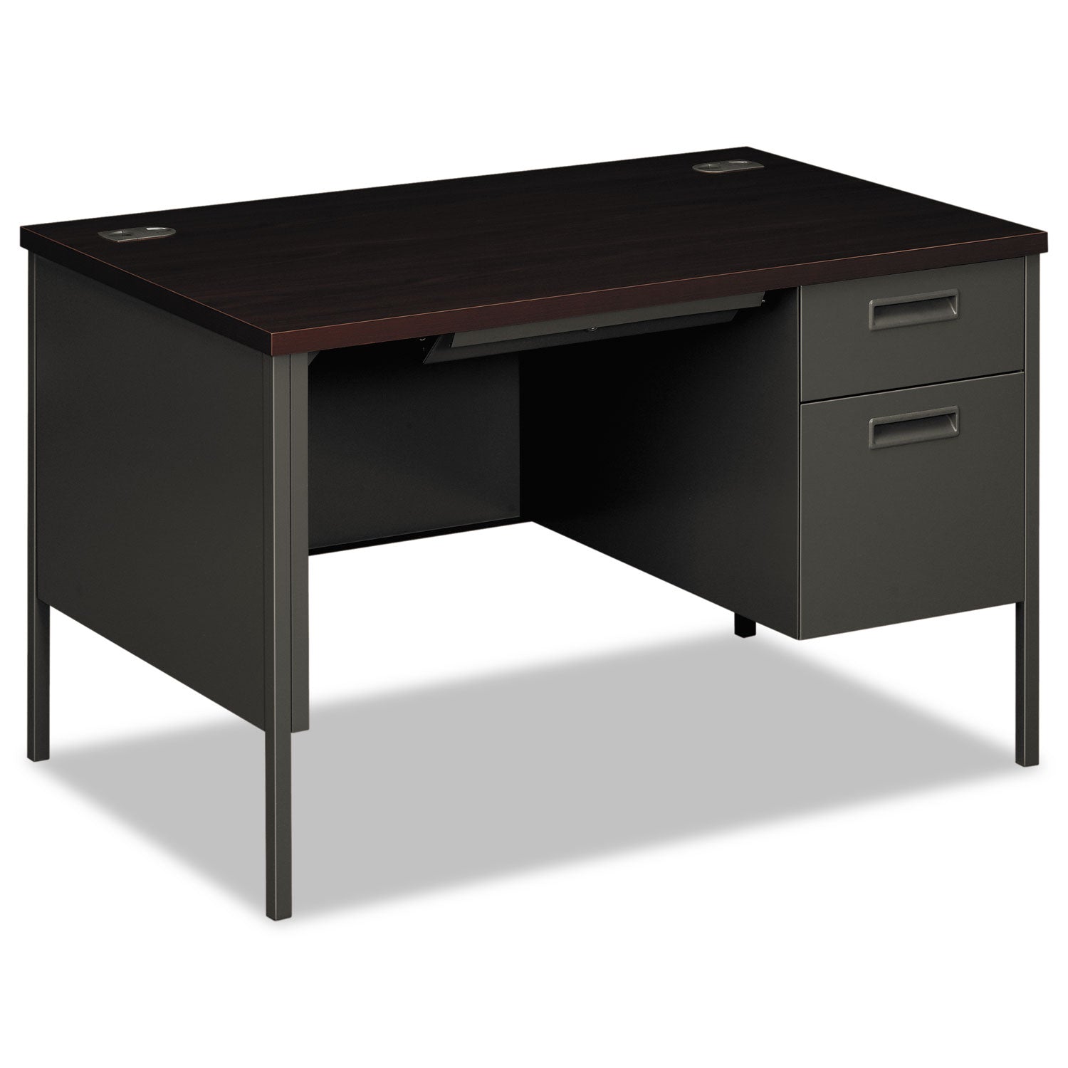 Metro Classic Series Right Pedestal Desk, 48" x 30" x 29.5", Mahogany/Charcoal -