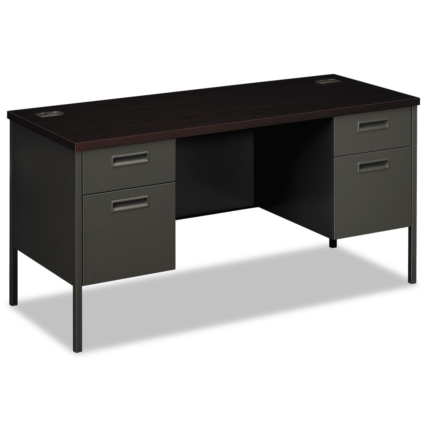 Metro Series Kneespace Credenza, 60w x 24d x 29.5h, Mahogany/Charcoal -