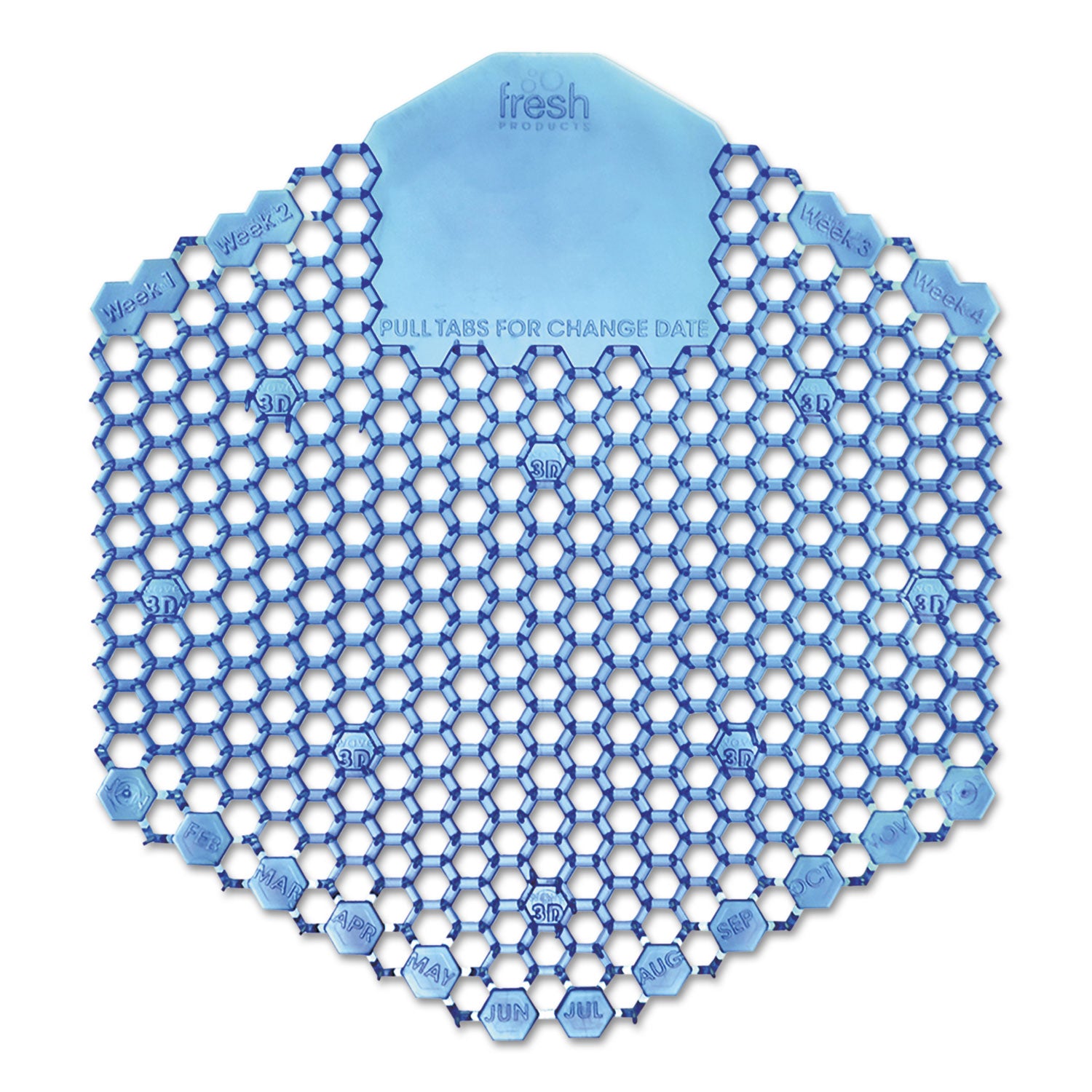 Wave 3D Urinal Deodorizer Screen, Cotton Blossom Scent, Blue, 10/Box -