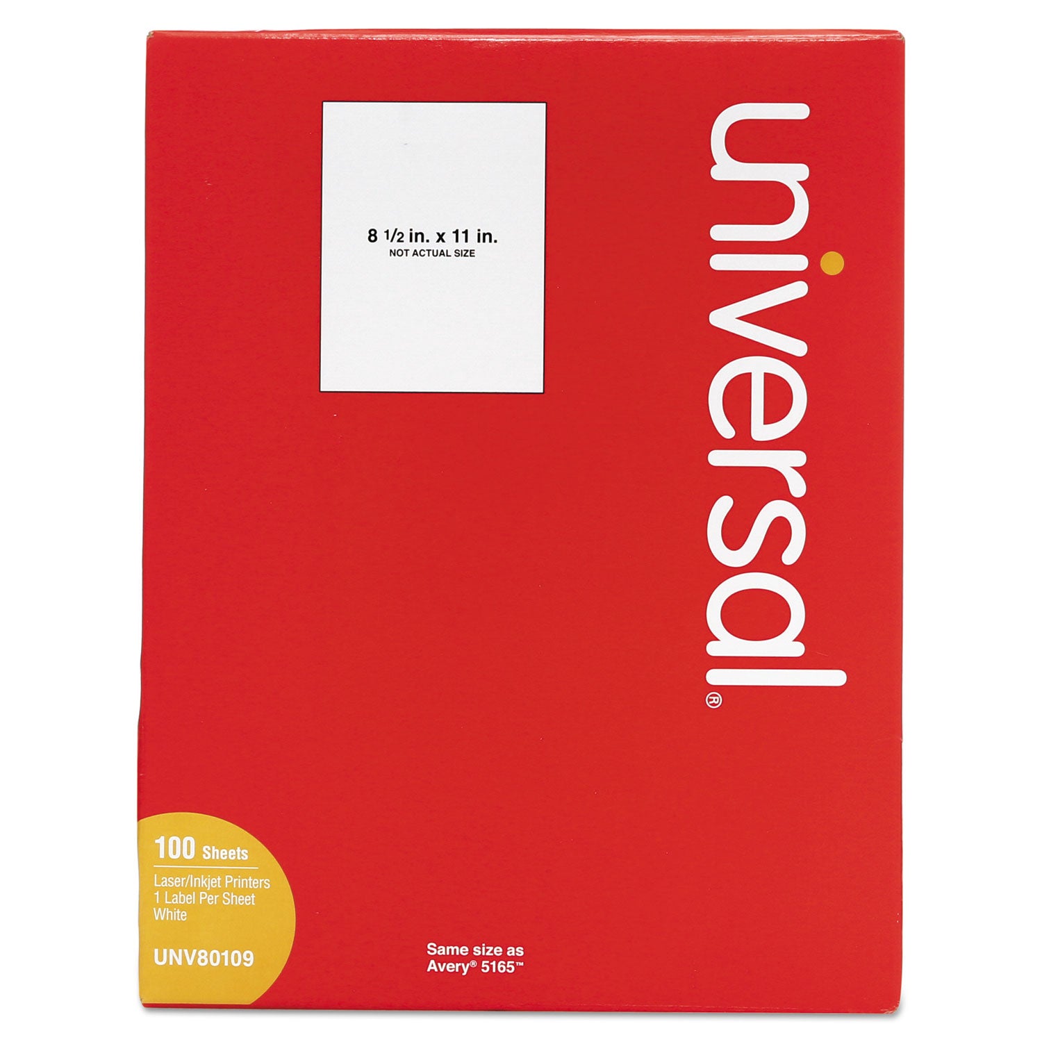 White Labels, Inkjet/Laser Printers, 8.5 x 11, White, 100/Box -