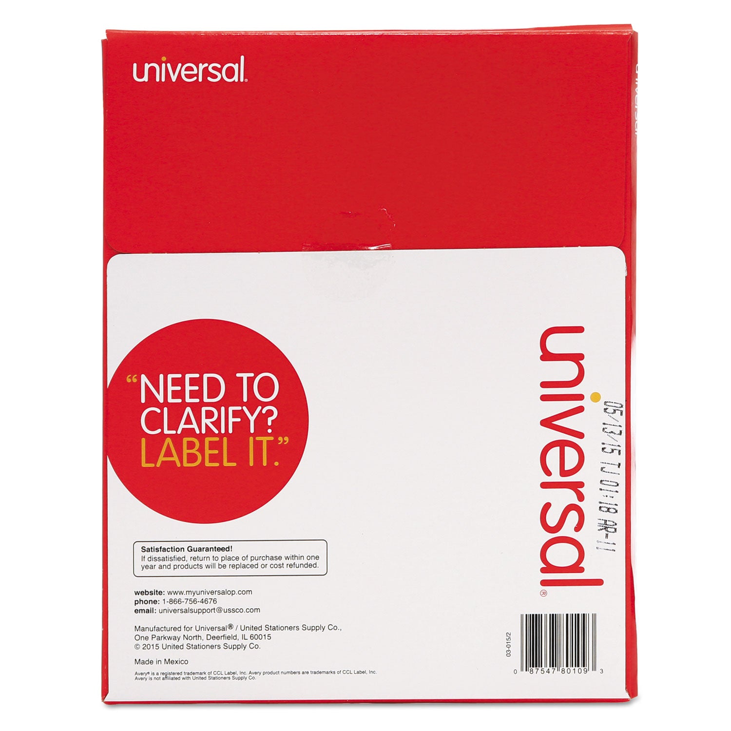 White Labels, Inkjet/Laser Printers, 8.5 x 11, White, 100/Box -