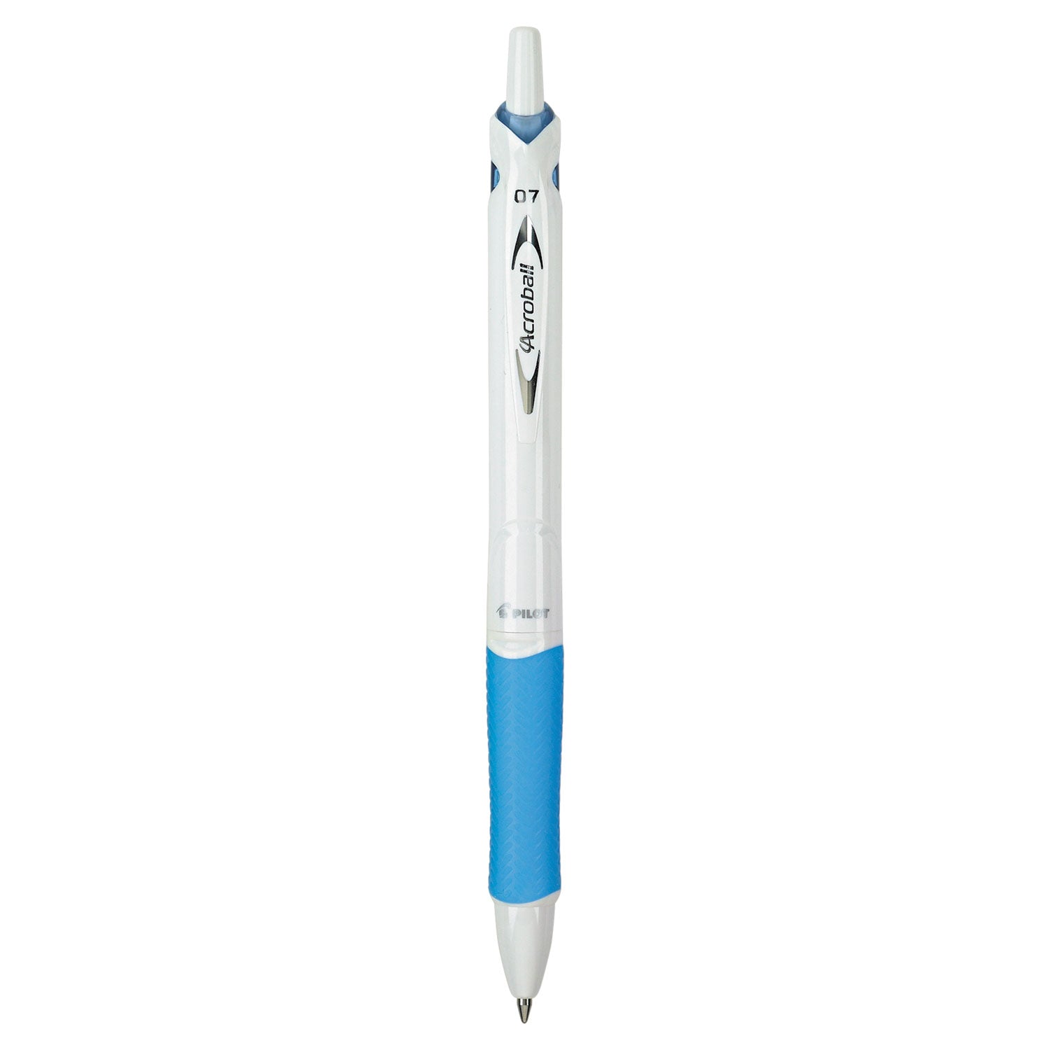 Acroball PureWhite Advanced Ink Hybrid Gel Pen, Retractable, Fine 0.7 mm, Black Ink, White/Blue Barrel -
