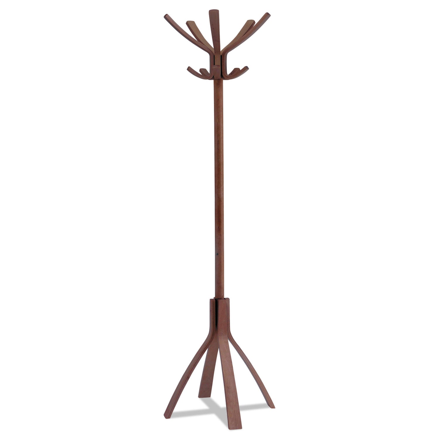 Cafe Wood Coat Stand, Ten Peg/Five Hook, 21.67w x 21.67d x 69.33h, Espresso Brown -