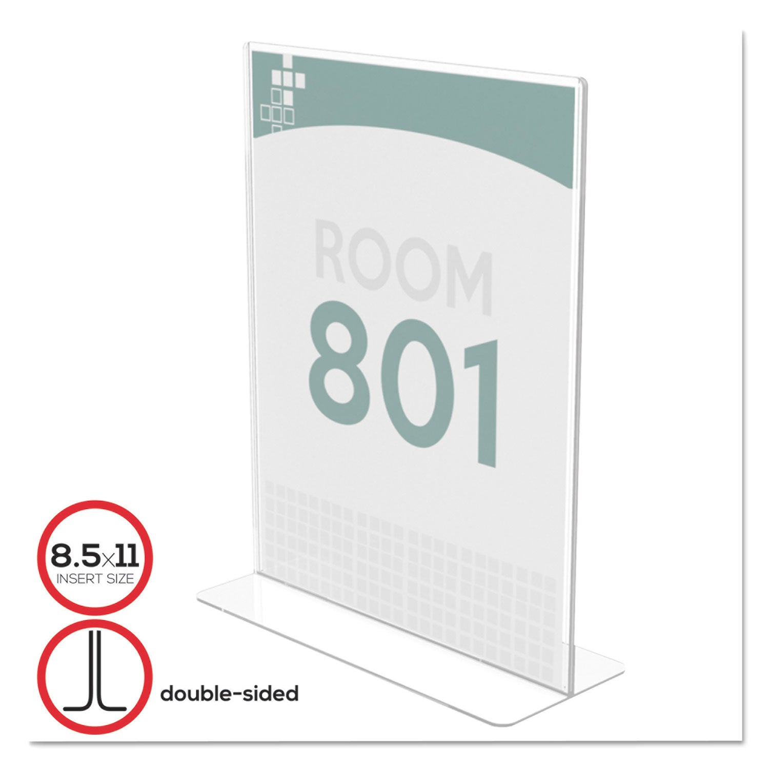 Superior Image Double Sided Sign Holder, 8.5 x 11 Insert, Clear -