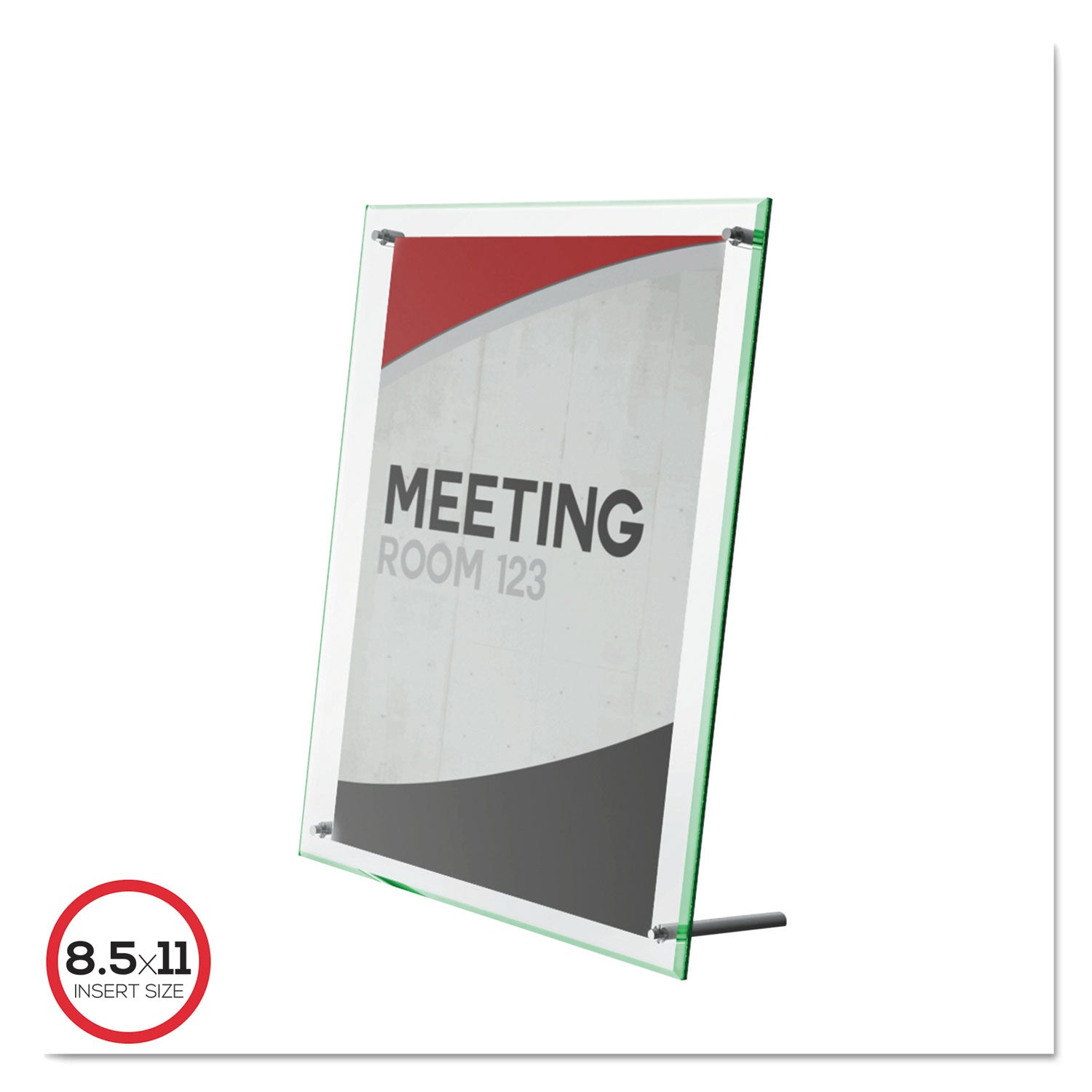 Superior Image Beveled Edge Sign Holder, Letter Insert, Clear/Green-Tinted Edges -