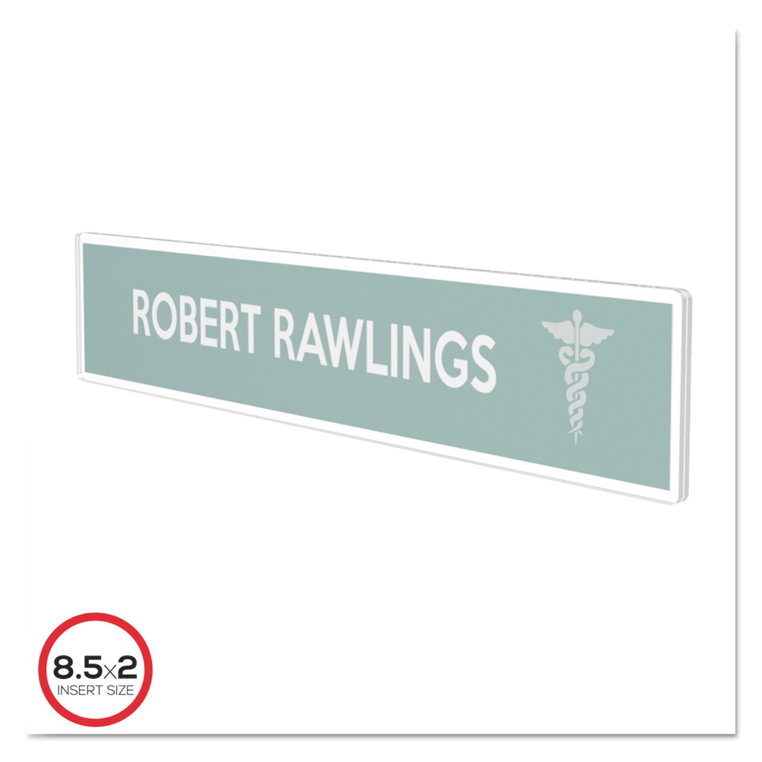 Superior Image Cubicle Nameplate Sign Holder, 8.5 x 2 Insert, Clear -
