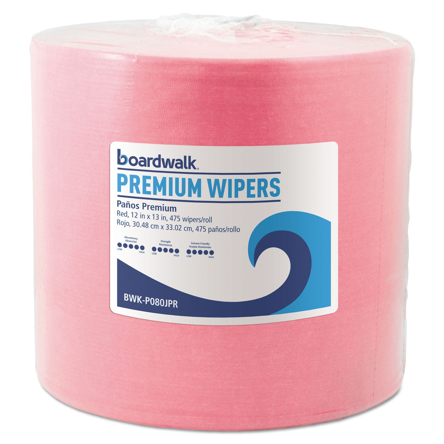 Hydrospun Wipers, 12 x 12, Red, 475/Roll -
