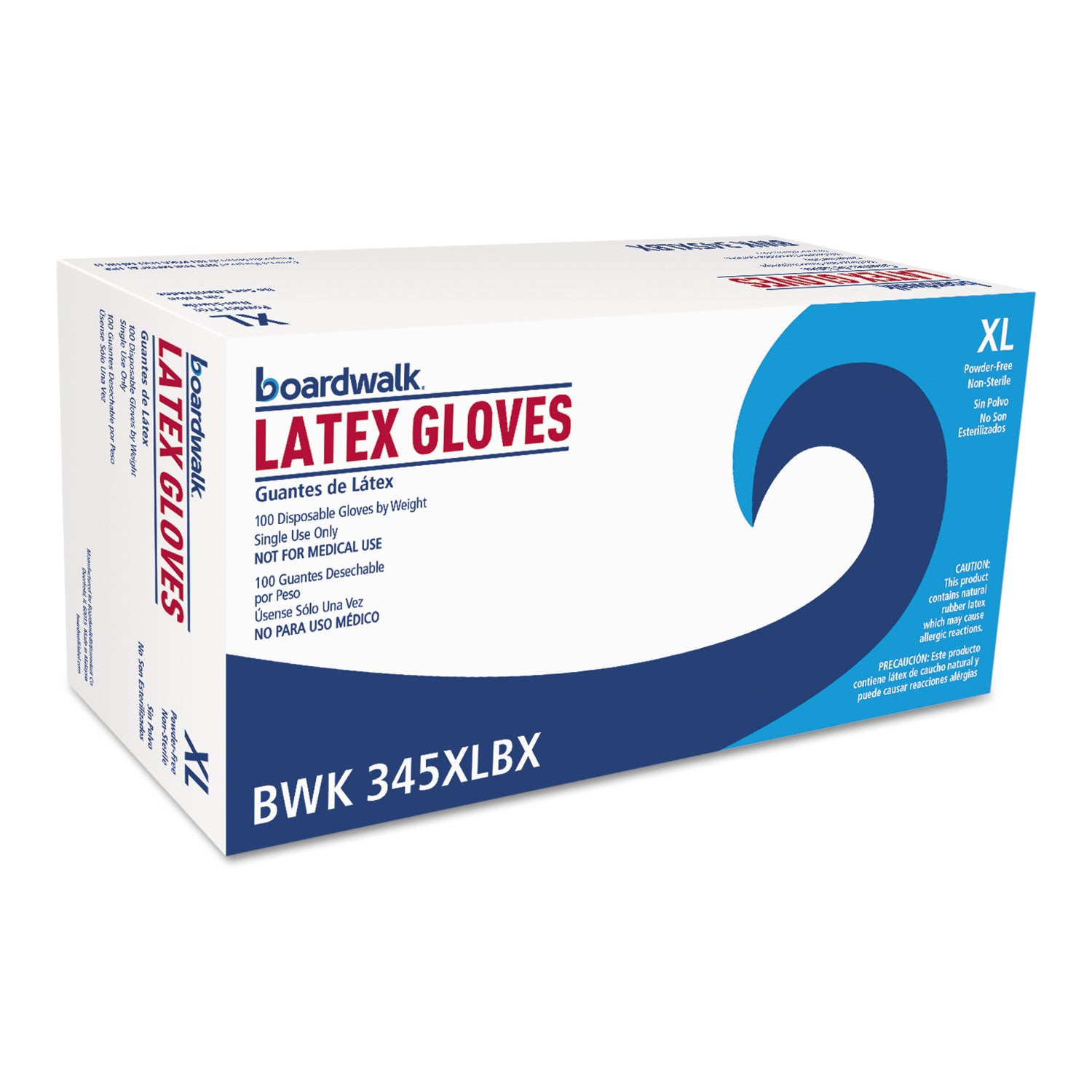 General-Purpose Latex Gloves, Natural, X-Large, Powder-Free, 4.4 mil, 100/Box -