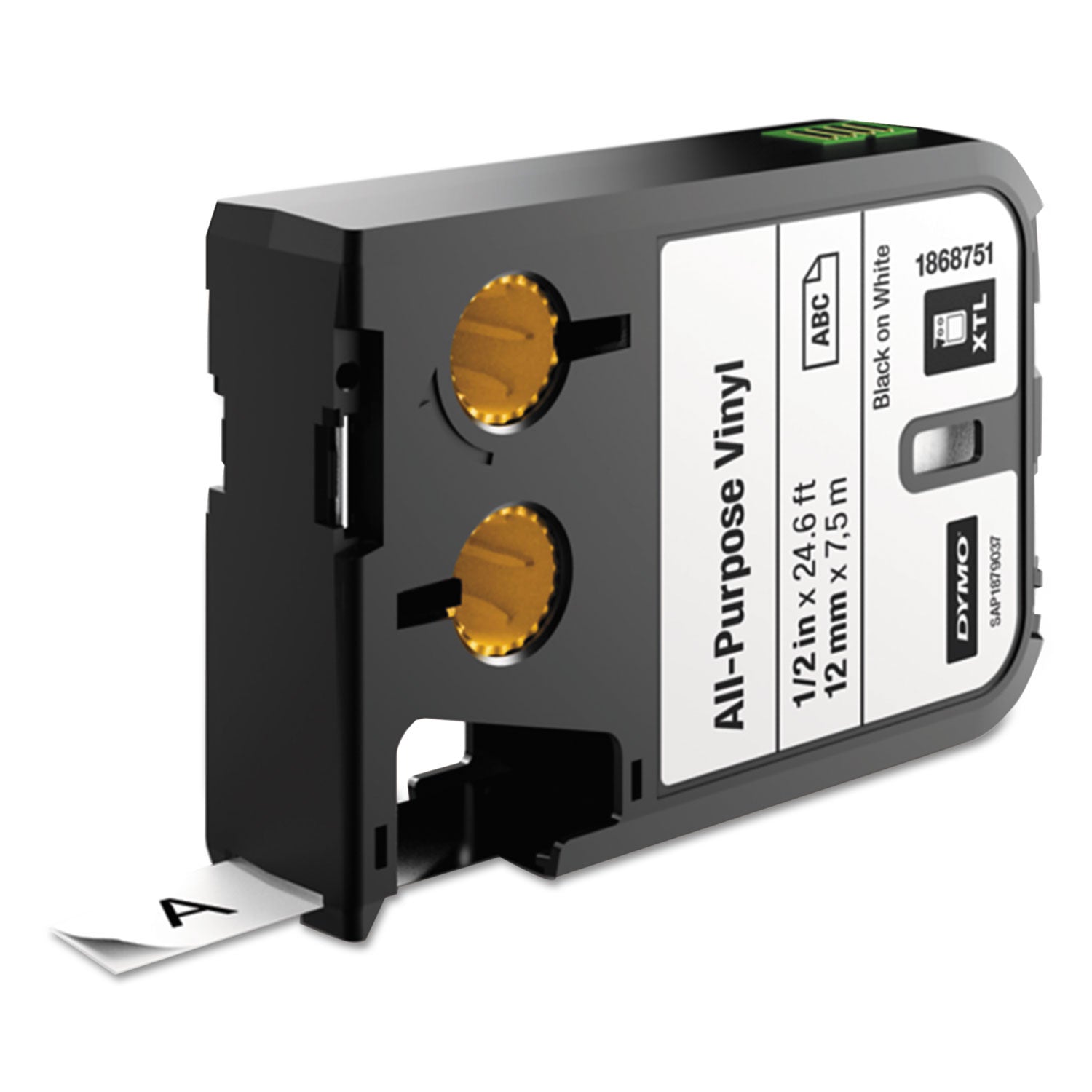 XTL All-Purpose Vinyl Labels, 0.5" x 24.6 ft, White/Black Print -