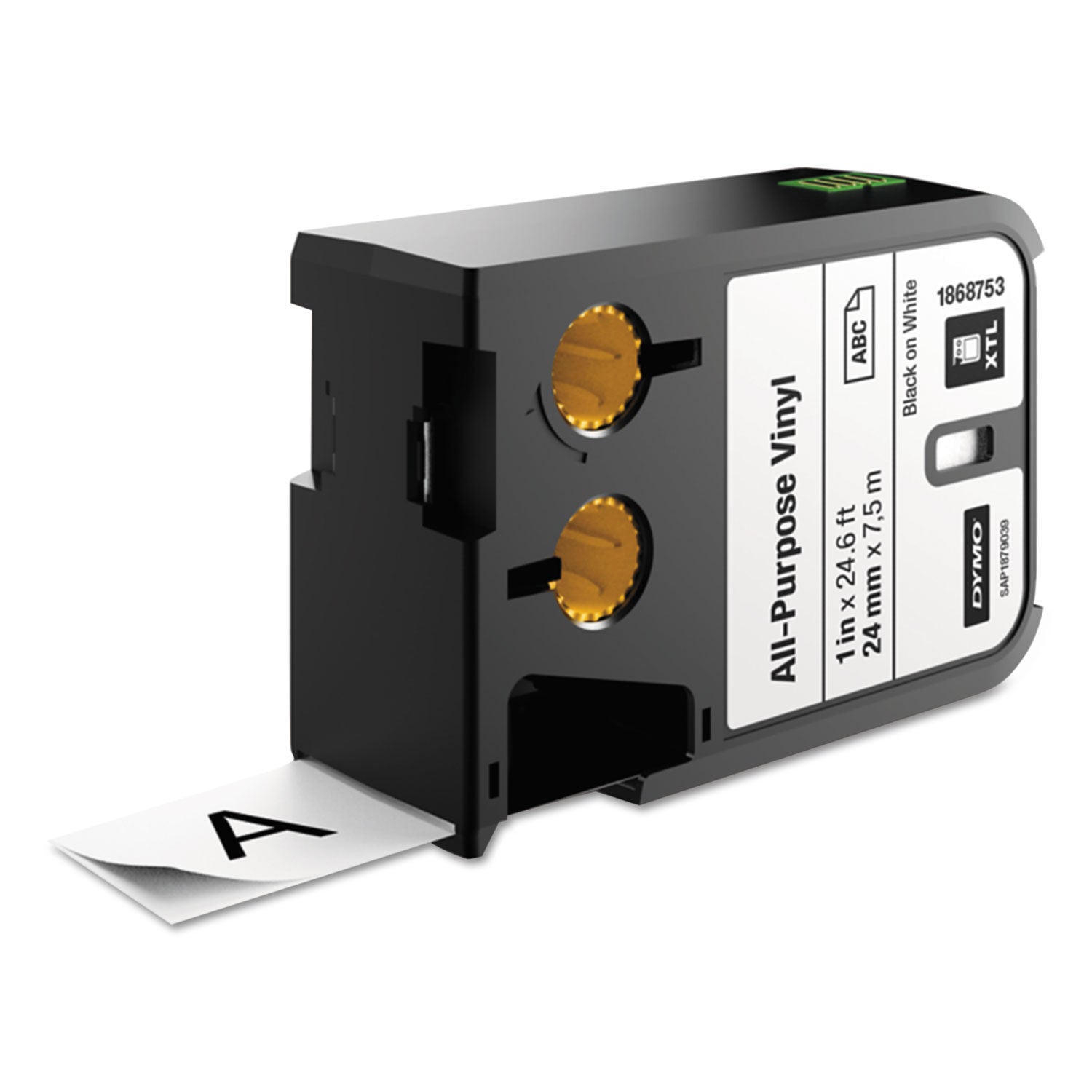 XTL All-Purpose Vinyl Labels, 1" x 23 ft, Black on White -