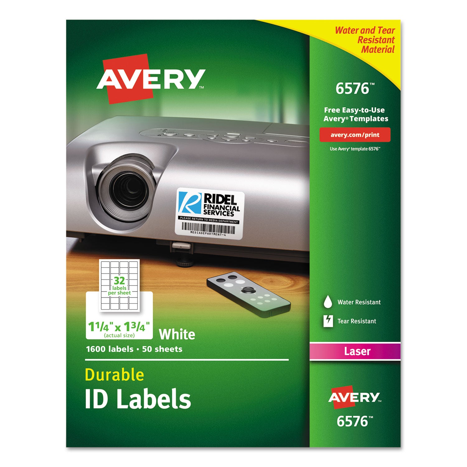 Durable Permanent ID Labels with TrueBlock Technology, Laser Printers, 1.25 x 1.75, White, 32/Sheet, 50 Sheets/Pack -