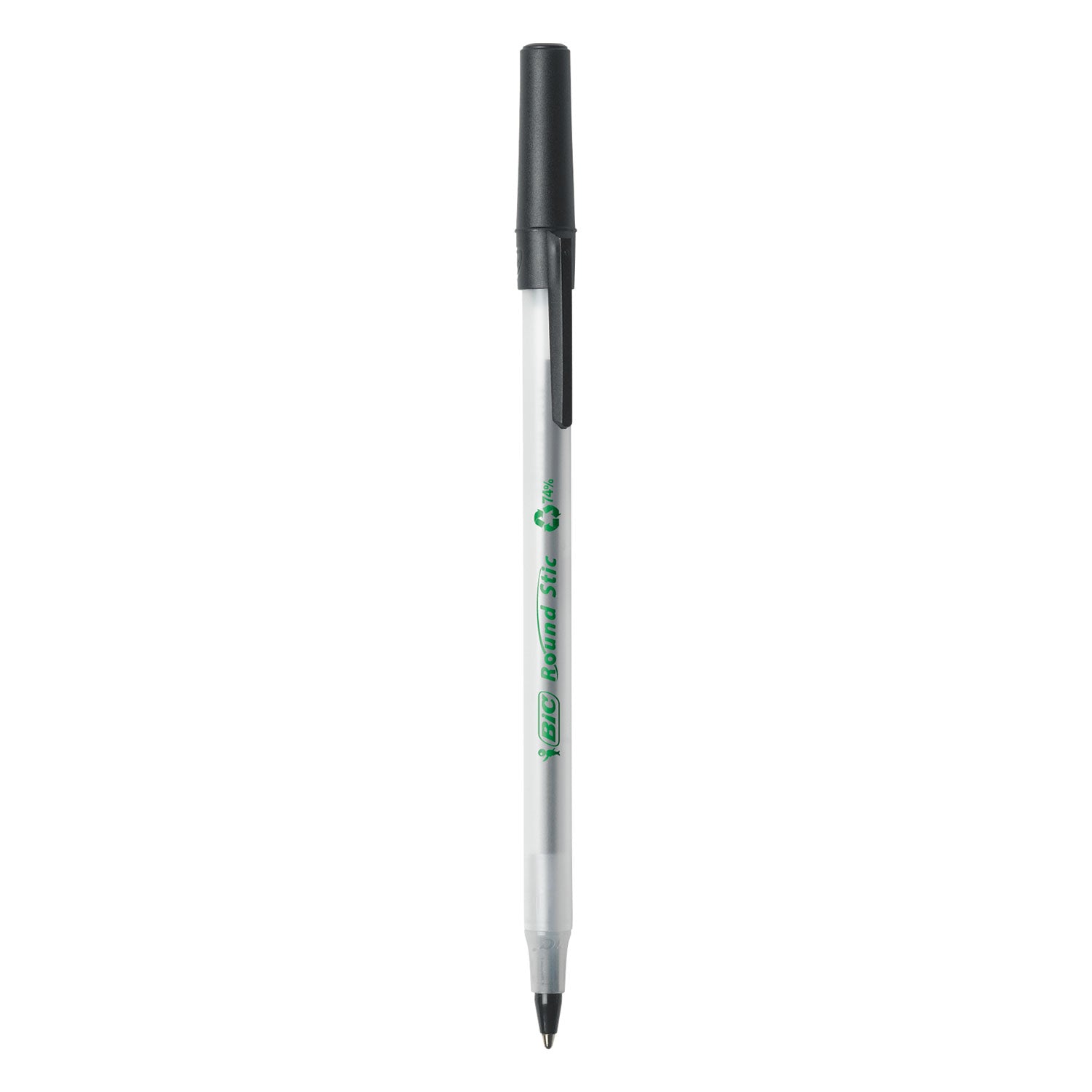 Ecolutions Round Stic Ballpoint Pen Value Pack, Stick, Medium 1 mm, Black Ink, Clear Barrel, 50/Pack -