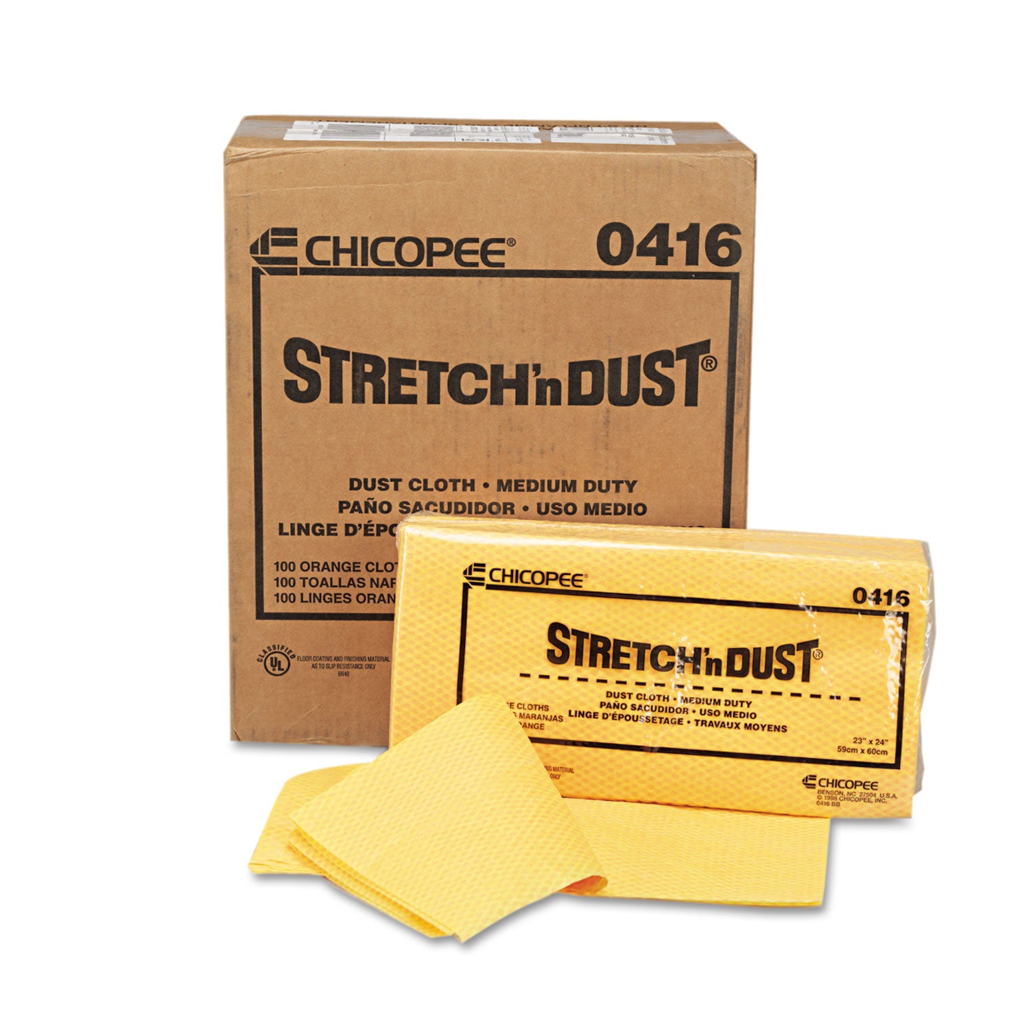 Stretch 'n Dust Cloths, 23.25 x 24, Orange/Yellow, 20/Bag, 5 Bags/Carton -