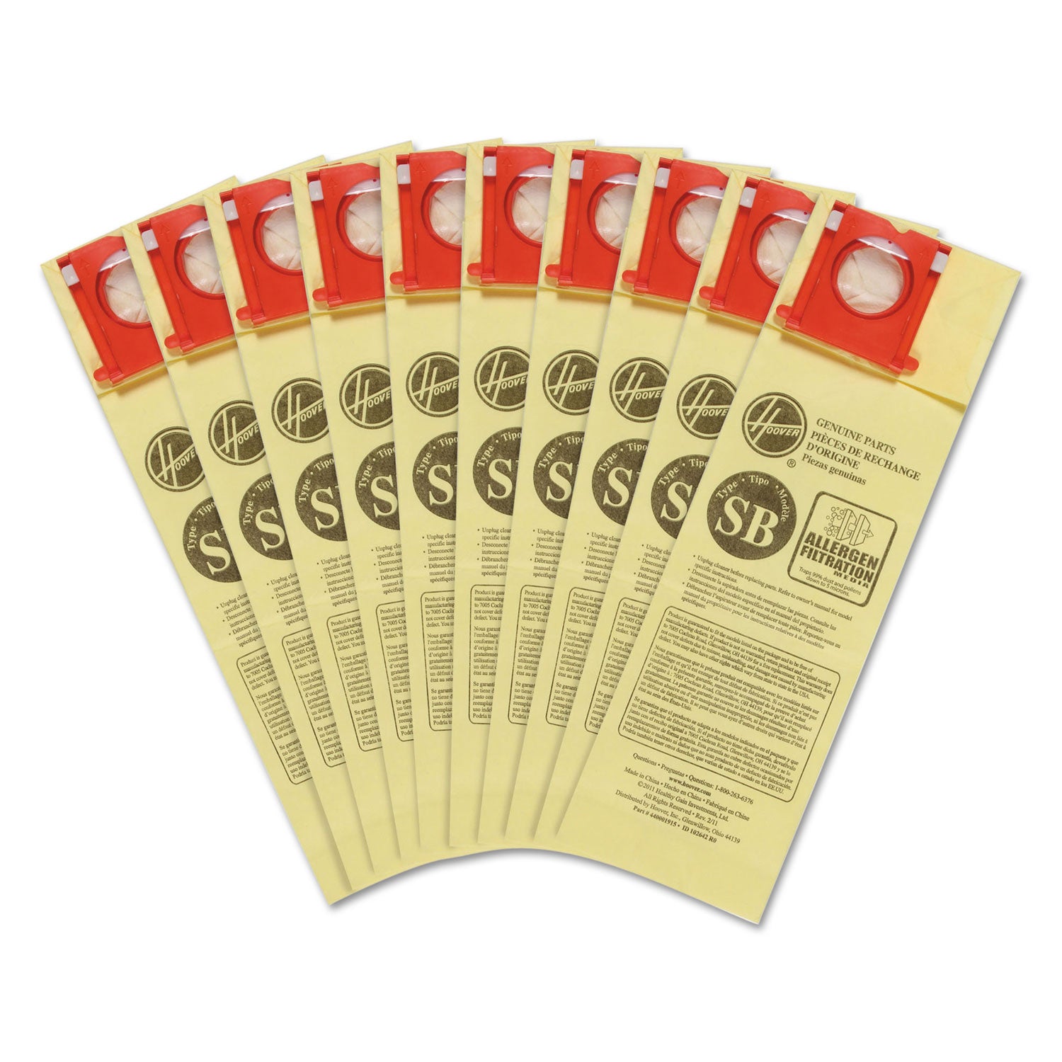 Disposable Vacuum Bags, Allergen SB, 10/Pack -