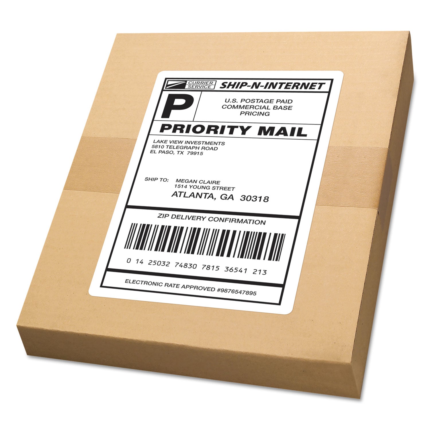White Shipping Labels-Bulk Packs, Inkjet/Laser Printers, 5.5 x 8.5, White, 2/Sheet, 250 Sheets/Box -