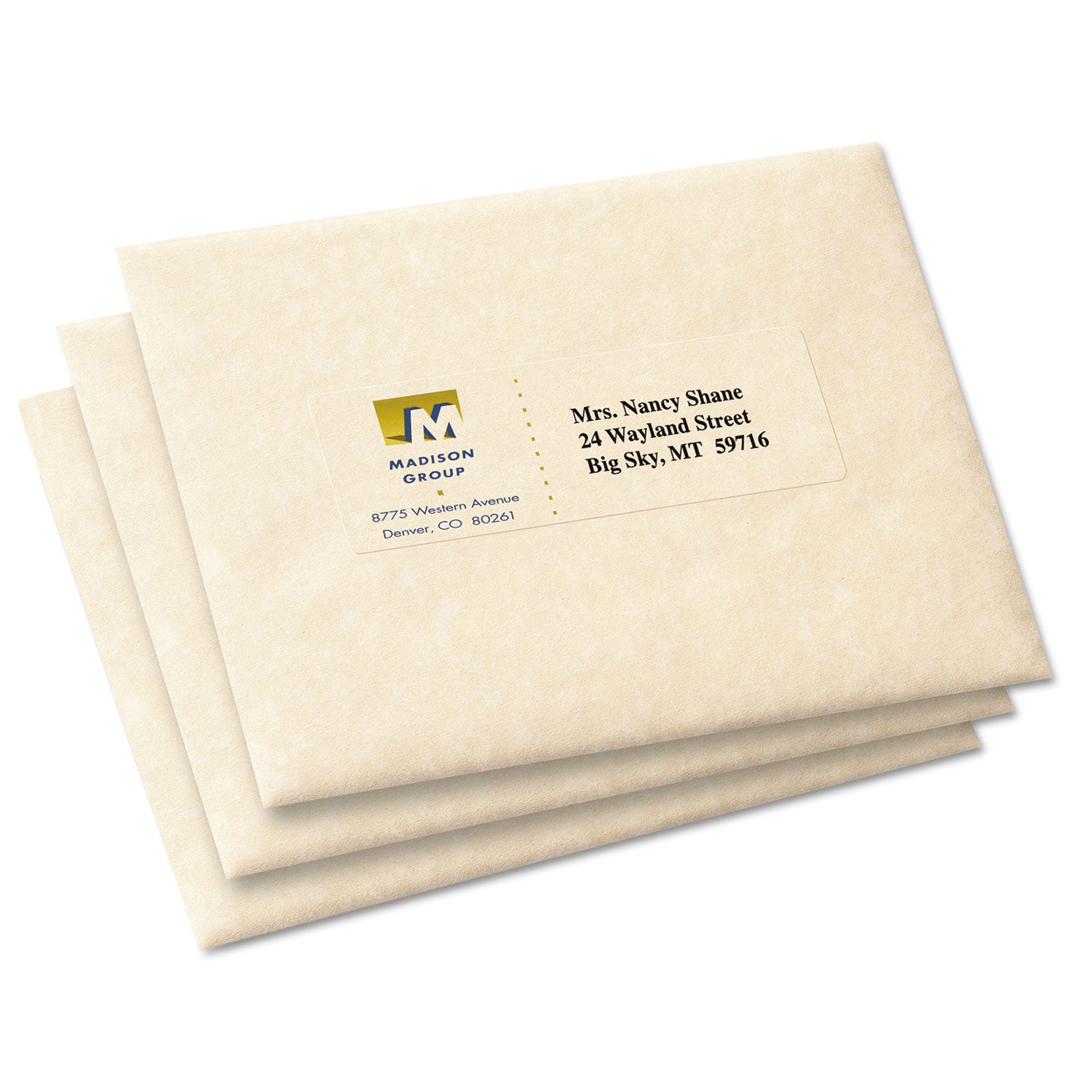 Matte Clear Easy Peel Mailing Labels w/ Sure Feed Technology, Inkjet Printers, 1.33 x 4, Clear, 14/Sheet, 25 Sheets/Pack -
