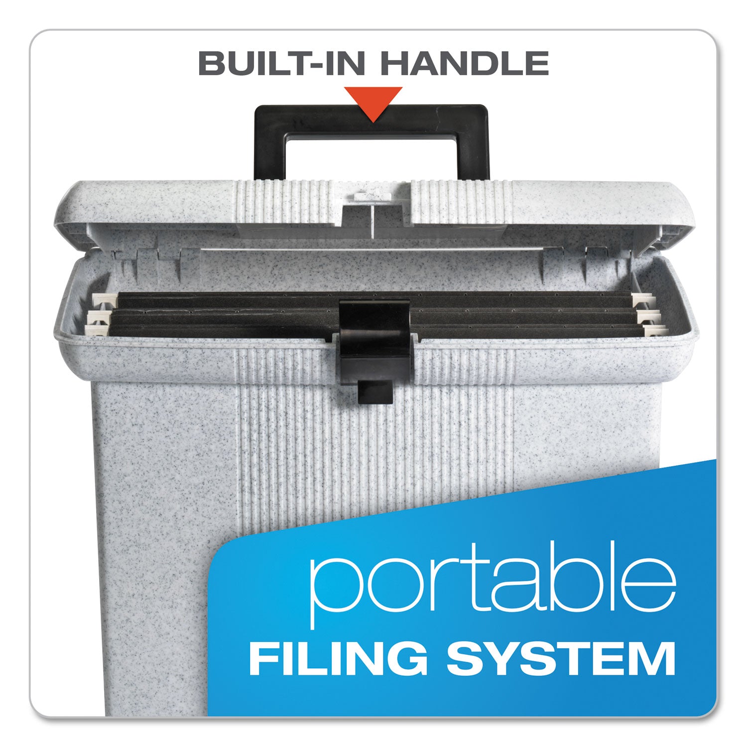 Portable File Boxes, Letter Files, 14.88" x 6.5" x 11.88", Granite -