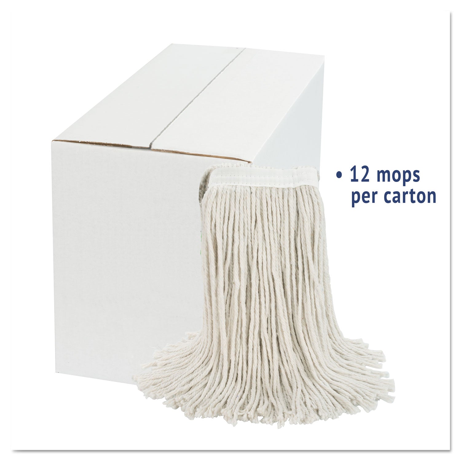 Cut-End Wet Mop Head, Cotton, White, #20, 12/Carton -