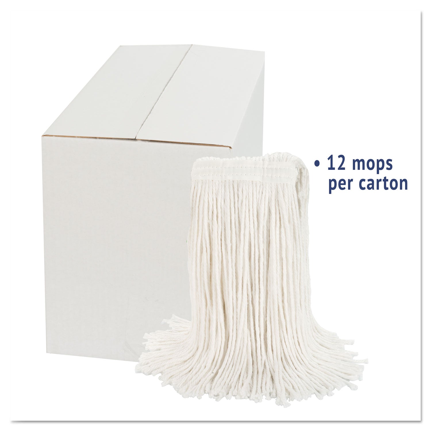 Cut-End Wet Mop Head, Rayon, No. 20, White, 12/Carton -