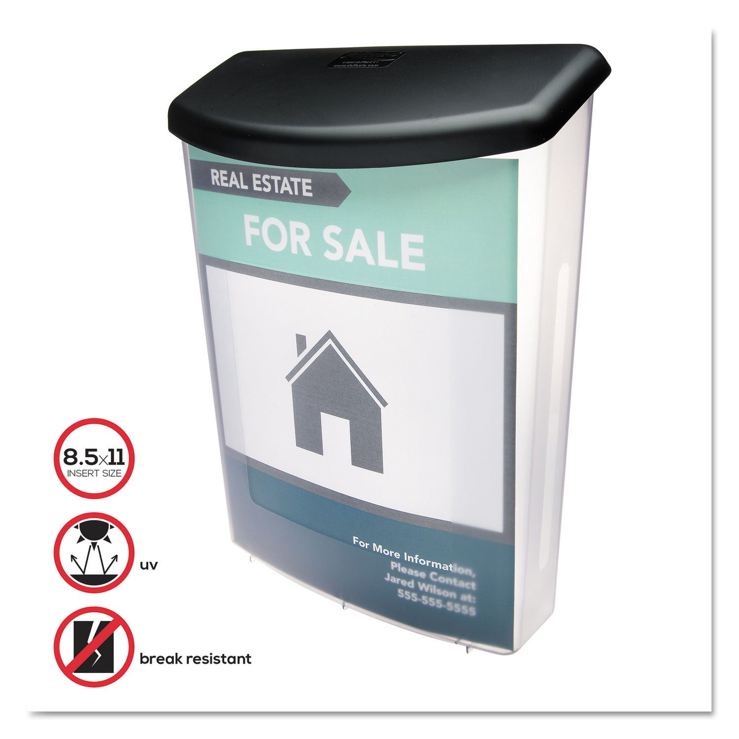Outdoor Literature Box, 10w x 4.5d x 13.13h, Clear/Black -