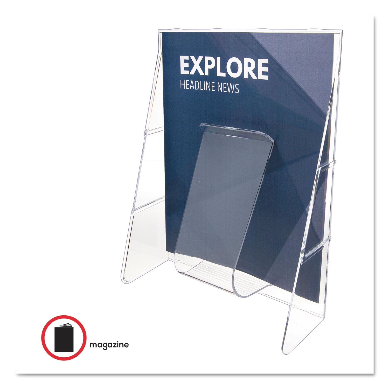 Stand-Tall Wall-Mount Literature Rack, Magazine, 9.13w x 3.25d x 11.88h, Clear -