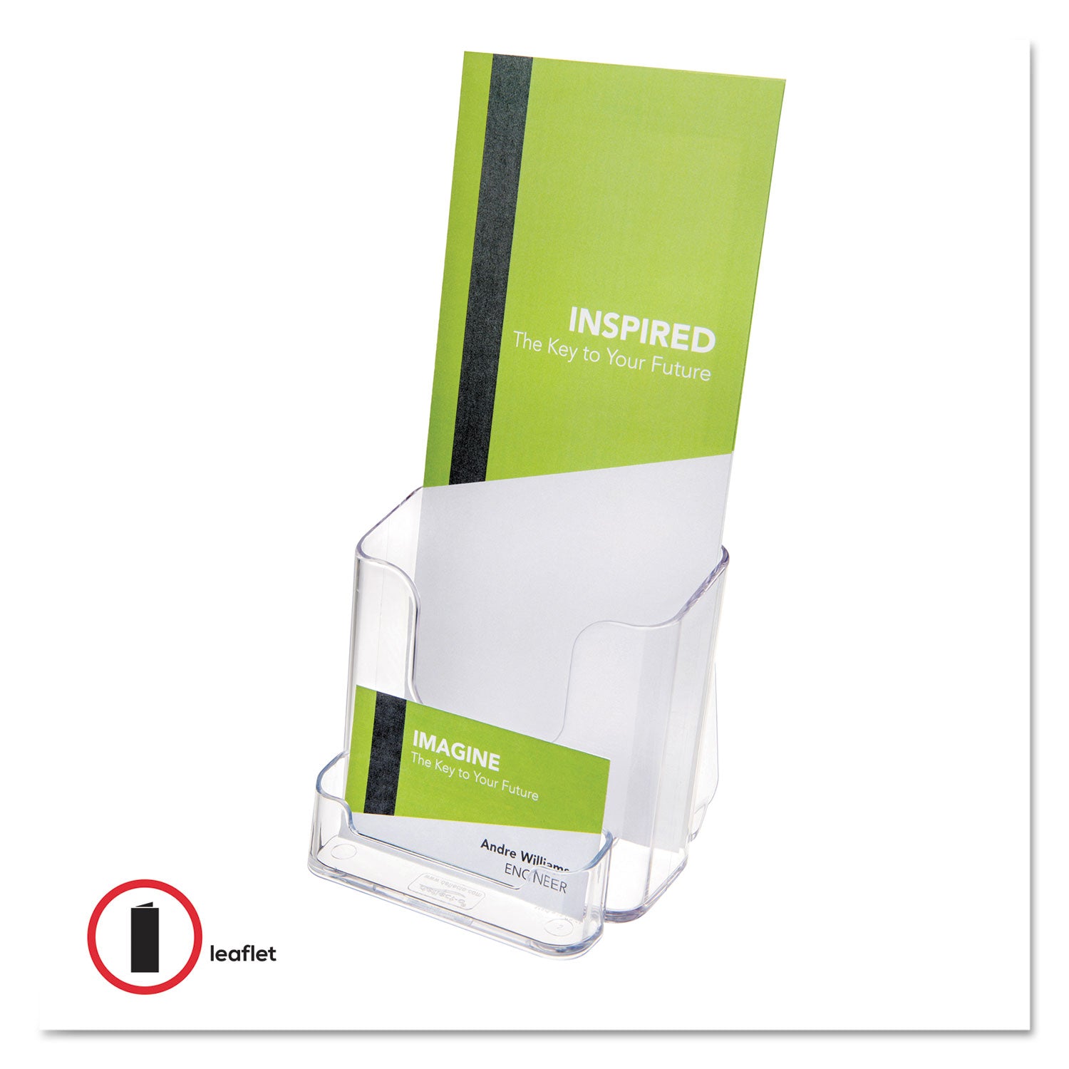 DocuHolder for Countertop/Wall-Mount w/Card Holder, 4.38w x 4.25d x 7.75h, Clear -