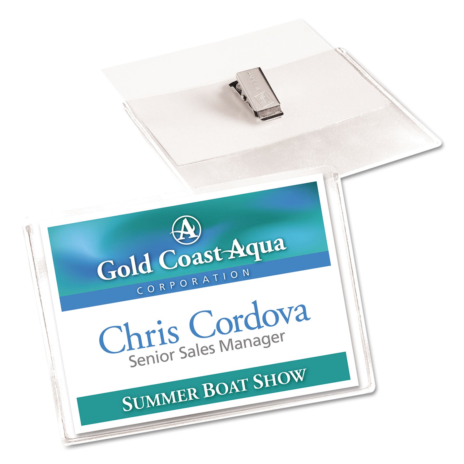 Heavy-Duty Clip-Style Badge Holders, Horizontal, 4 x 3, Clear, 100/Box -
