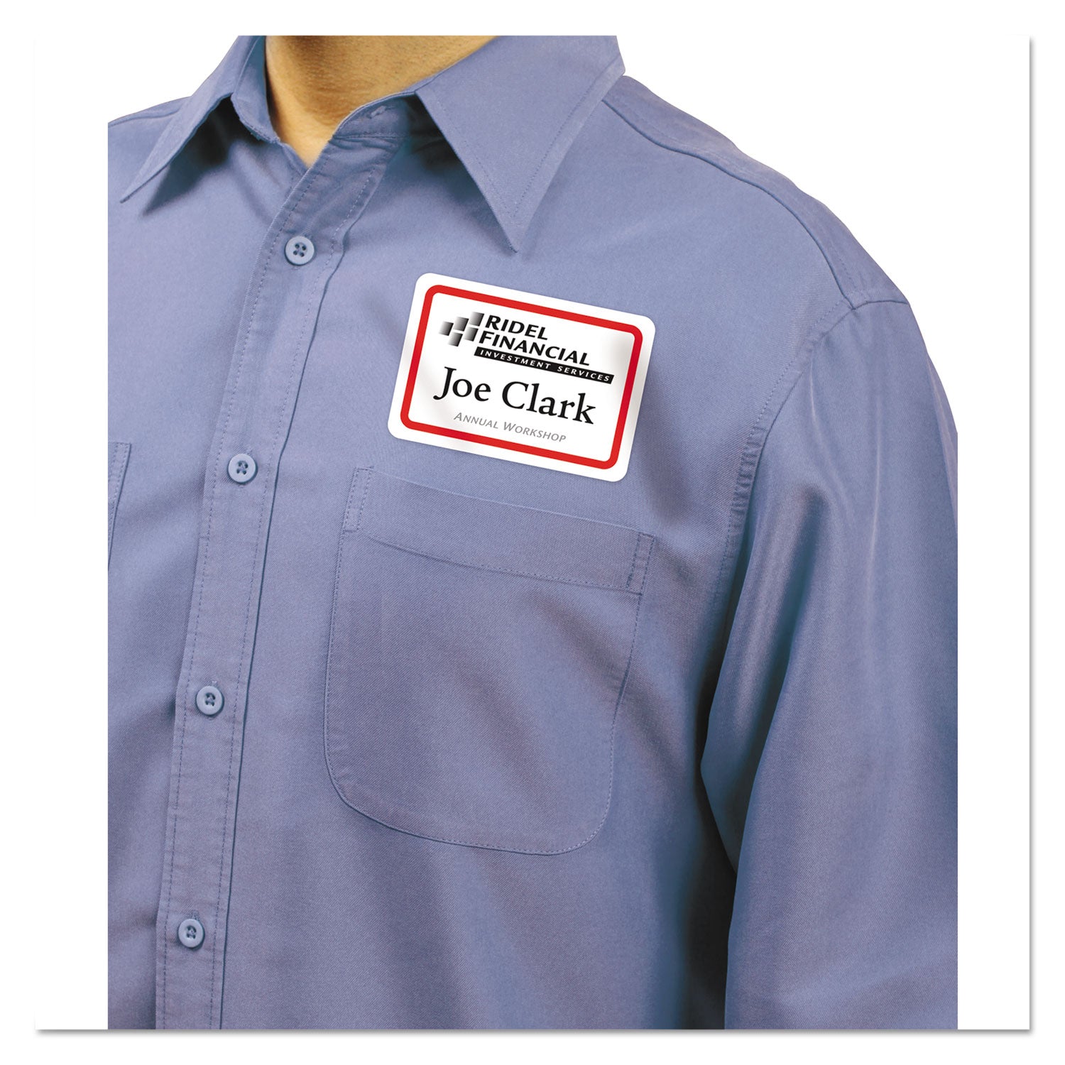 Flexible Adhesive Name Badge Labels, 3.38 x 2.33, White/Red Border, 400/Box -