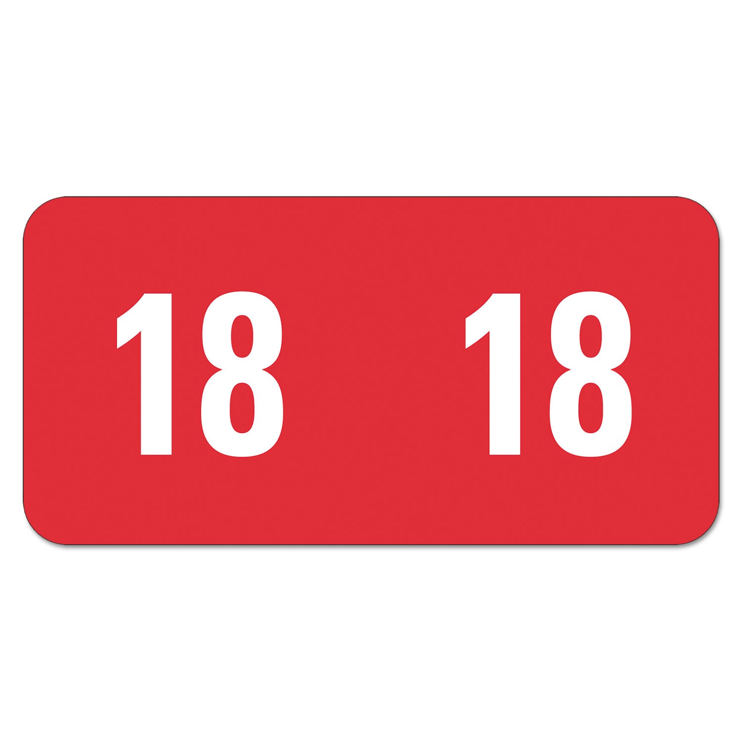 Yearly End Tab File Folder Labels, 18, 0.5 x 1, Red, 25/Sheet, 10 Sheets/Pack -