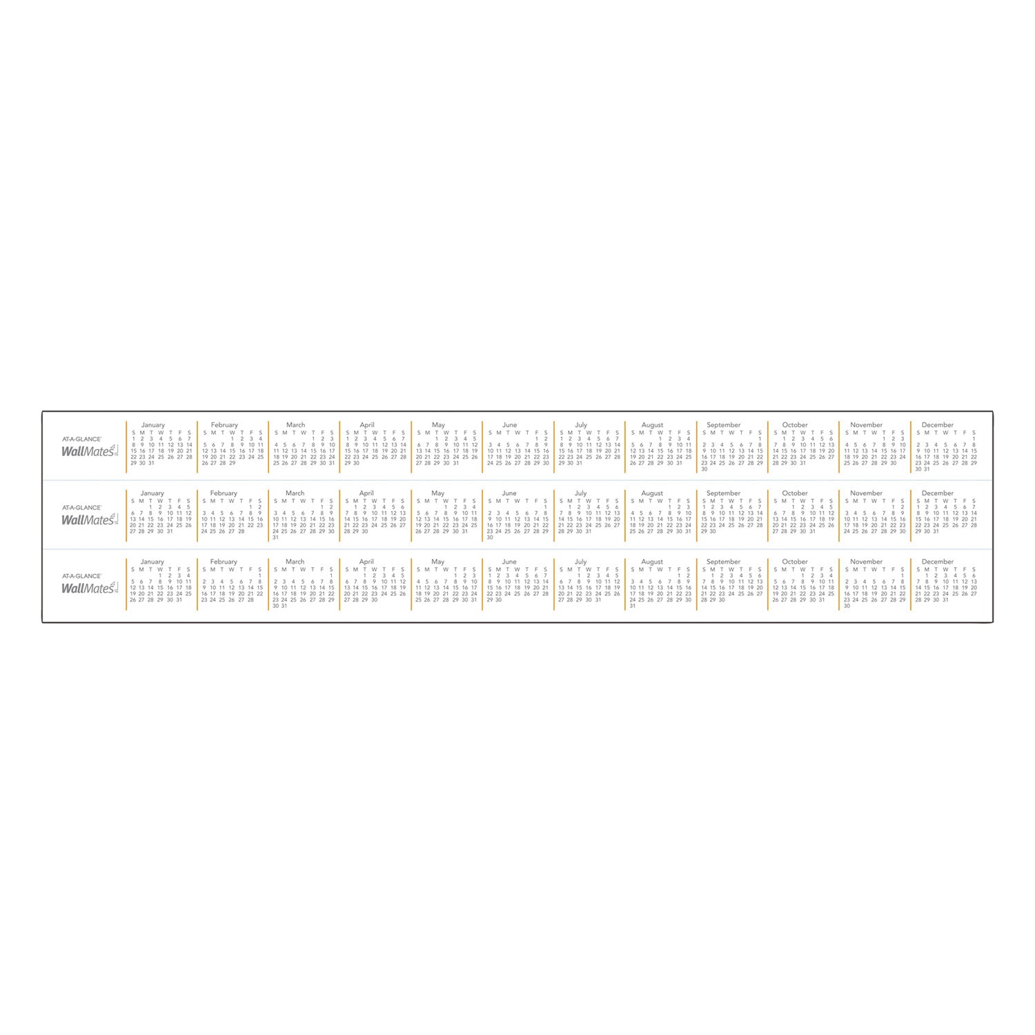 WallMates Self-Adhesive Dry Erase Monthly Planning Surfaces, 24 x 18, White/Gray/Orange Sheets, Undated - 2