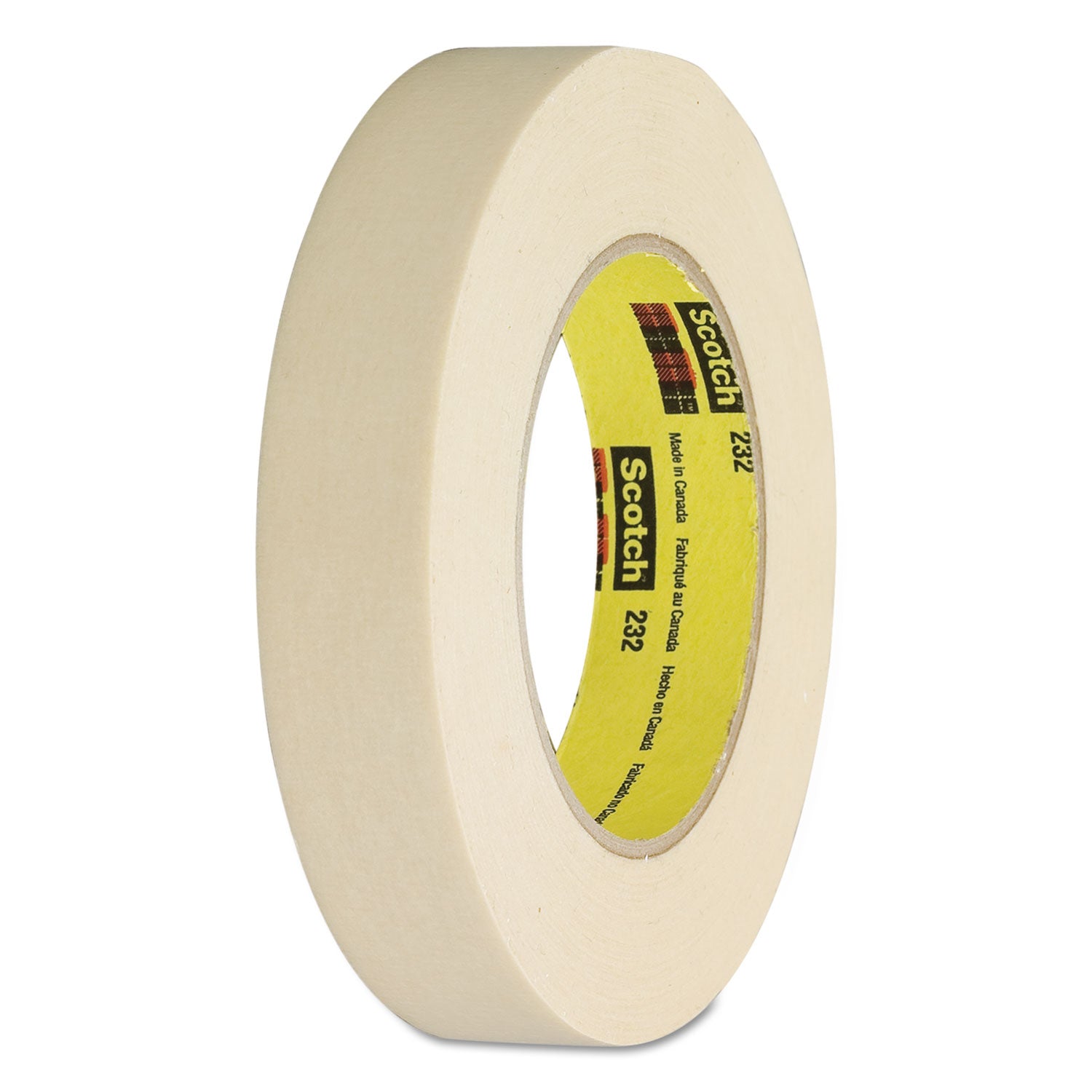 High-Performance Masking Tape 232, 3" Core, 12 mm x 55 m, Tan -