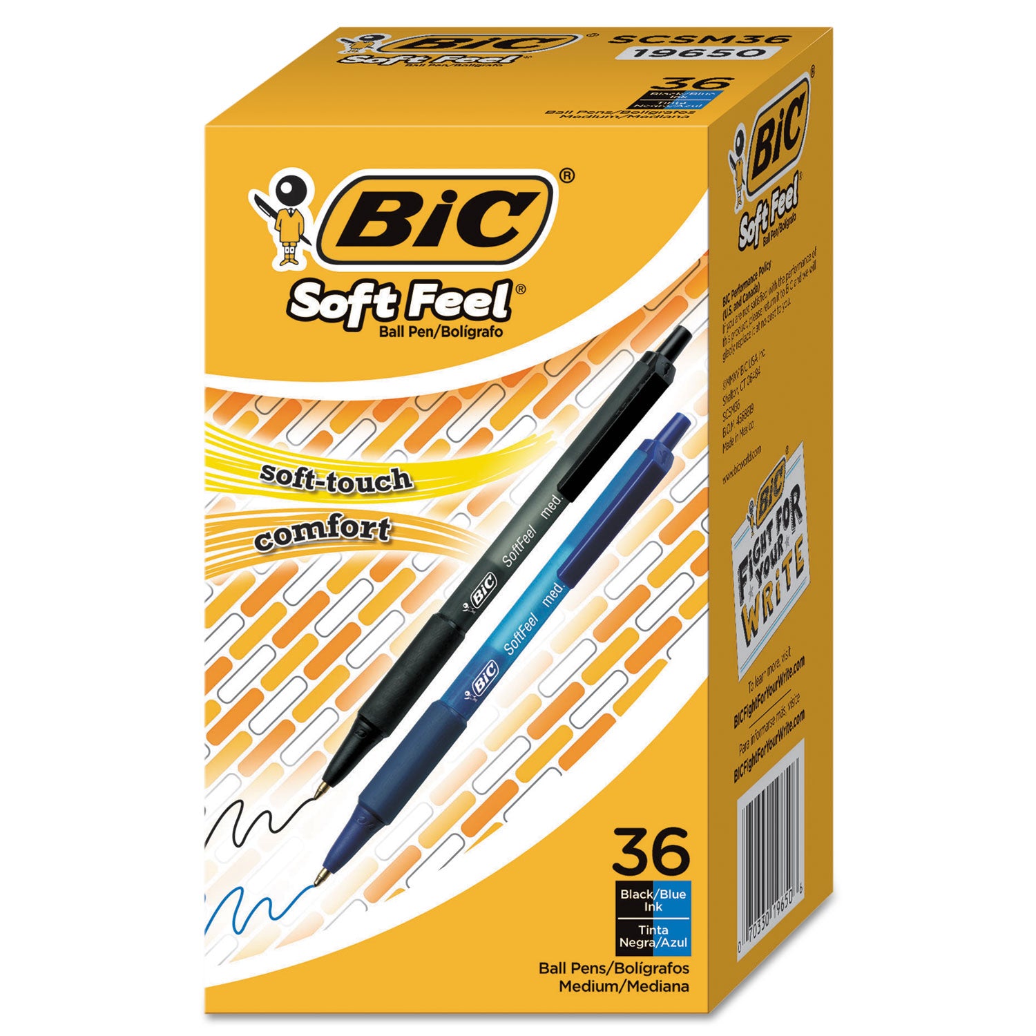 Soft Feel Ballpoint Pen Value Pack, Retractable, Medium 1 mm, Assorted Ink and Barrel Colors, 36/Pack -