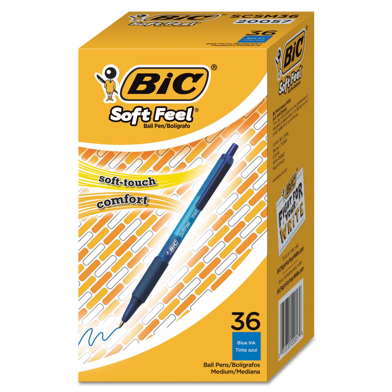 Soft Feel Ballpoint Pen Value Pack, Retractable, Medium 1 mm, Blue Ink, Blue Barrel, 36/Pack -