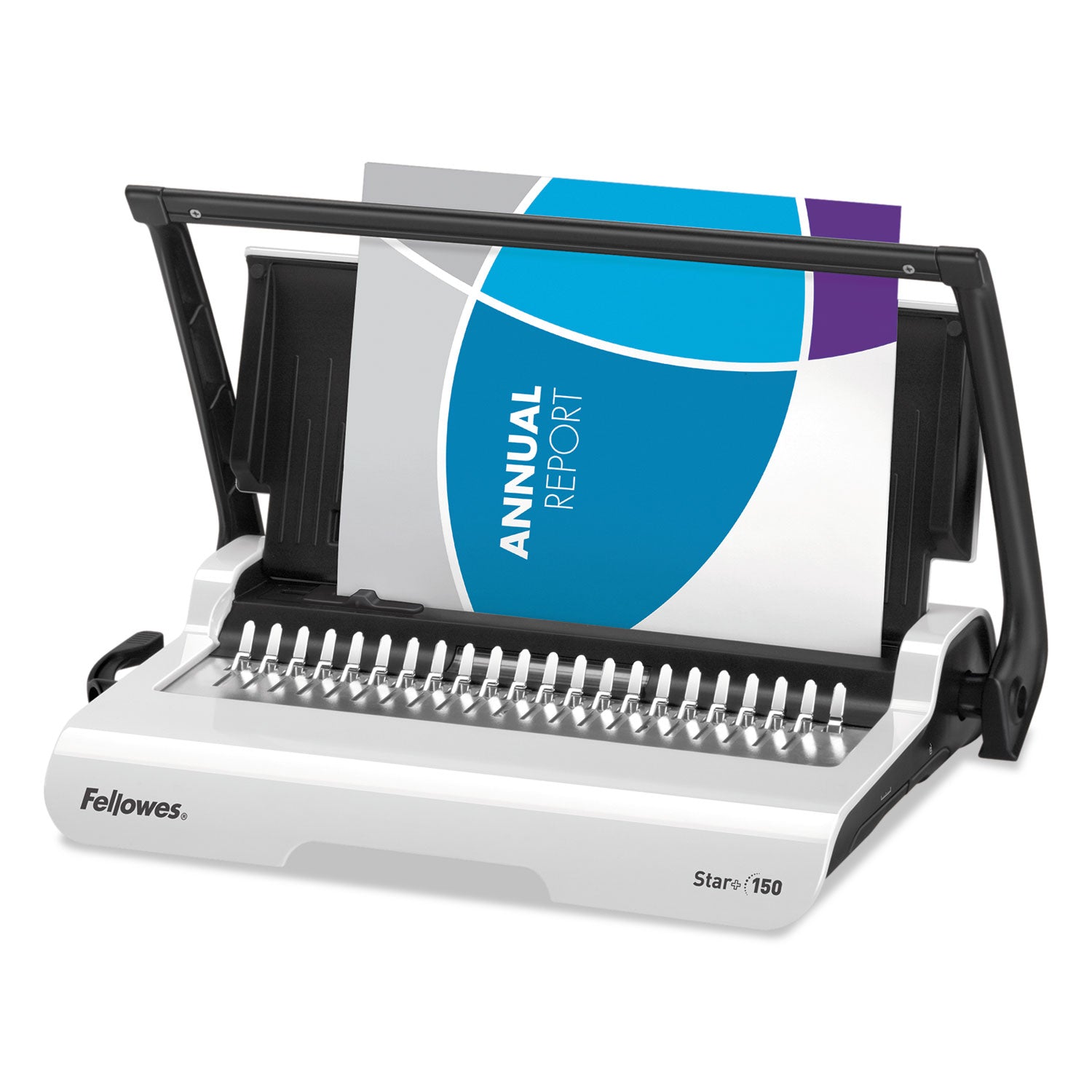 Star+ 150 Manual Comb Binding Machine, 150 Sheets, 17.69 x 9.81 x 3.13, White -