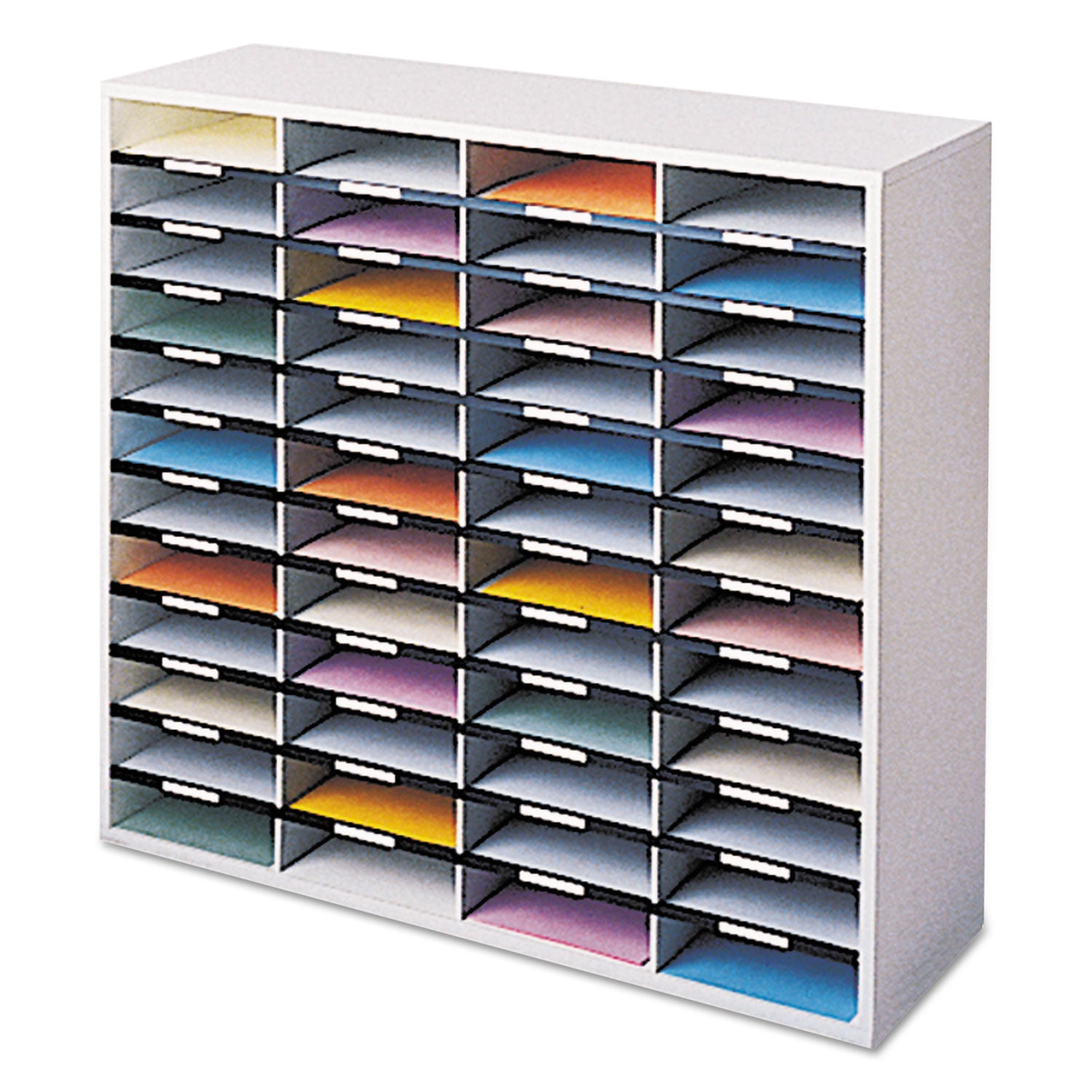 Literature Organizer, 48 Letter Compartments, 38.25 x 11.88 x 34.69, Dove Gray -