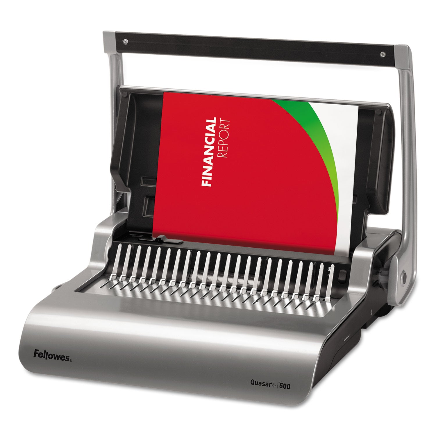 Quasar 500 Manual Comb Binding System, 500 Sheets, 18.13 x 15.38 x 5.13, Metallic Gray -