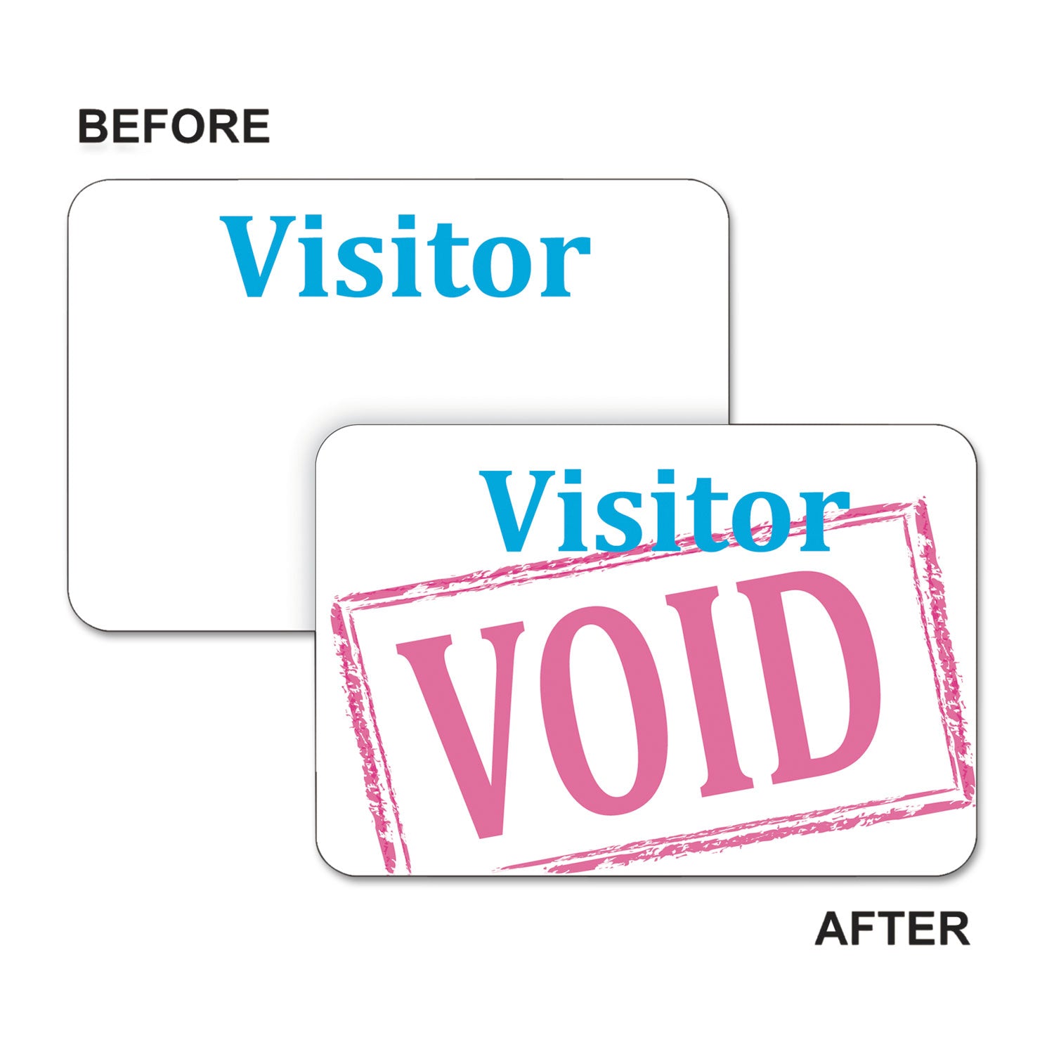 Times Up! Self-Expiring Visitor Badges, One-Day Badge, 3 x 2, White, 100/Box -
