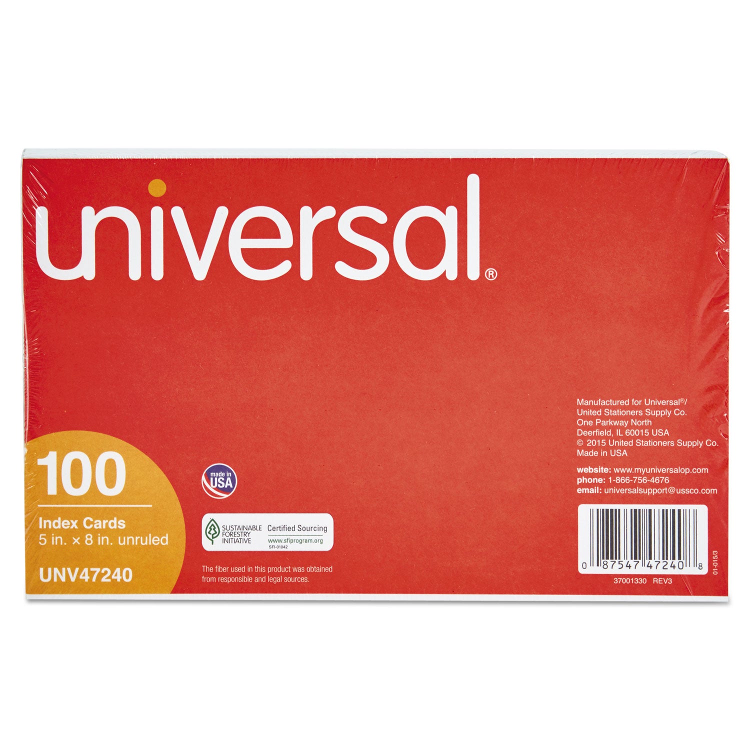 Unruled Index Cards, 5 x 8, White, 100/Pack -