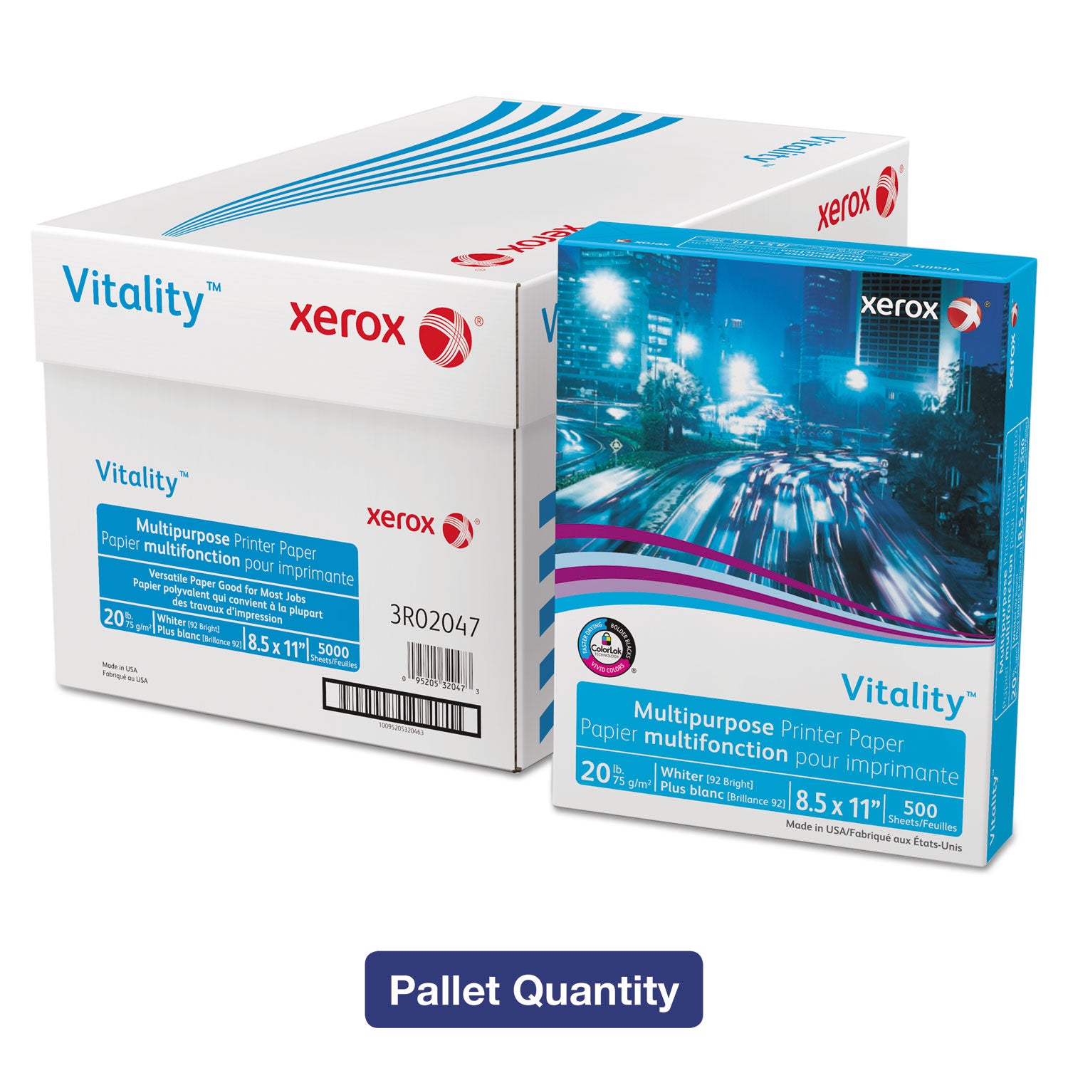Vitality Multipurpose Print Paper, 92 Bright, 20 lb Bond Weight, 8.5 x 11, White, 500/Ream, 10 Reams/Ct, 40 Cartons/Pallet -